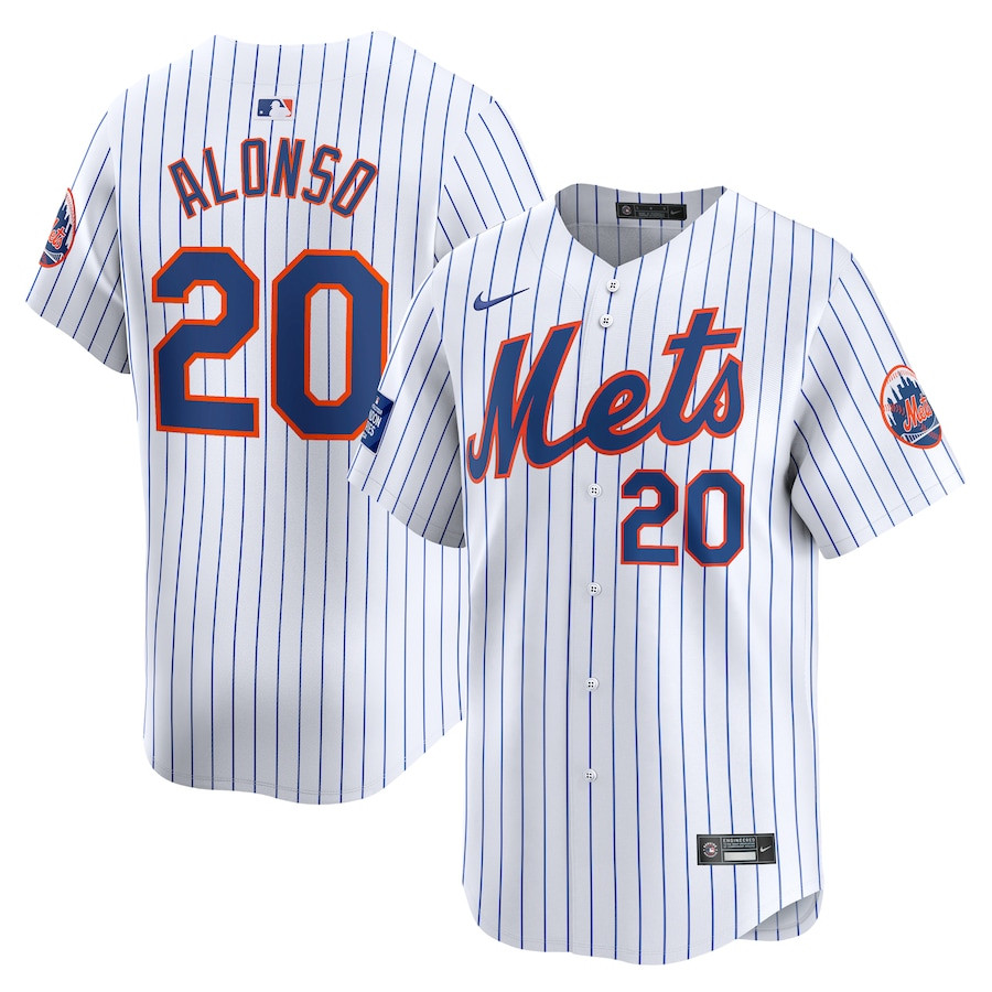 Pete Alonso 20 New York Mets 2024 MLB World Tour London Series Home Limited Player Men Baseball Jersey - White 