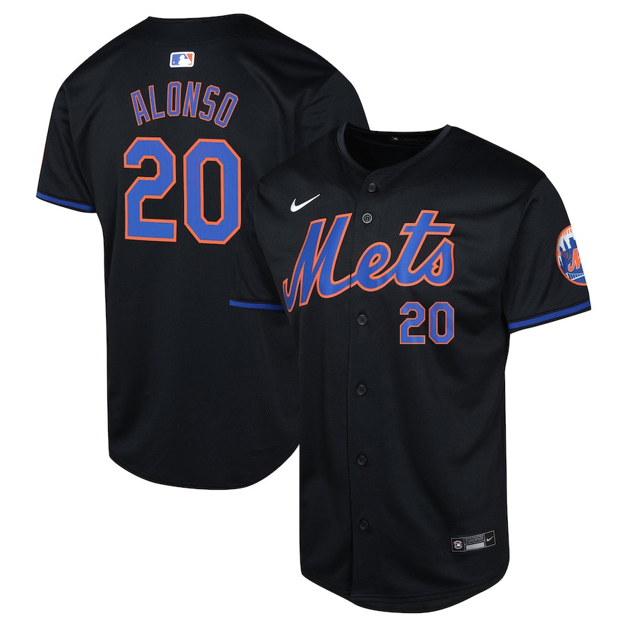 Pete Alonso 20 New York Mets Alternate Limited YOUTH Baseball Jersey - Black 