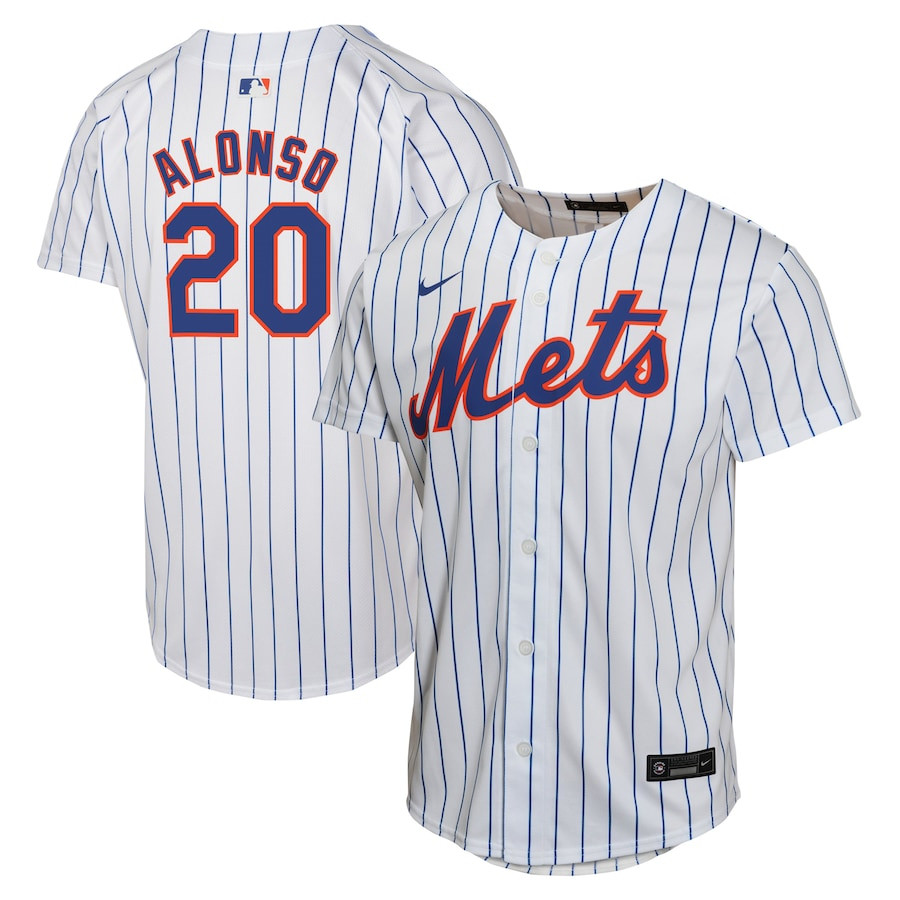 Pete Alonso 20 New York Mets Home Game Player YOUTH Baseball Jersey - White 