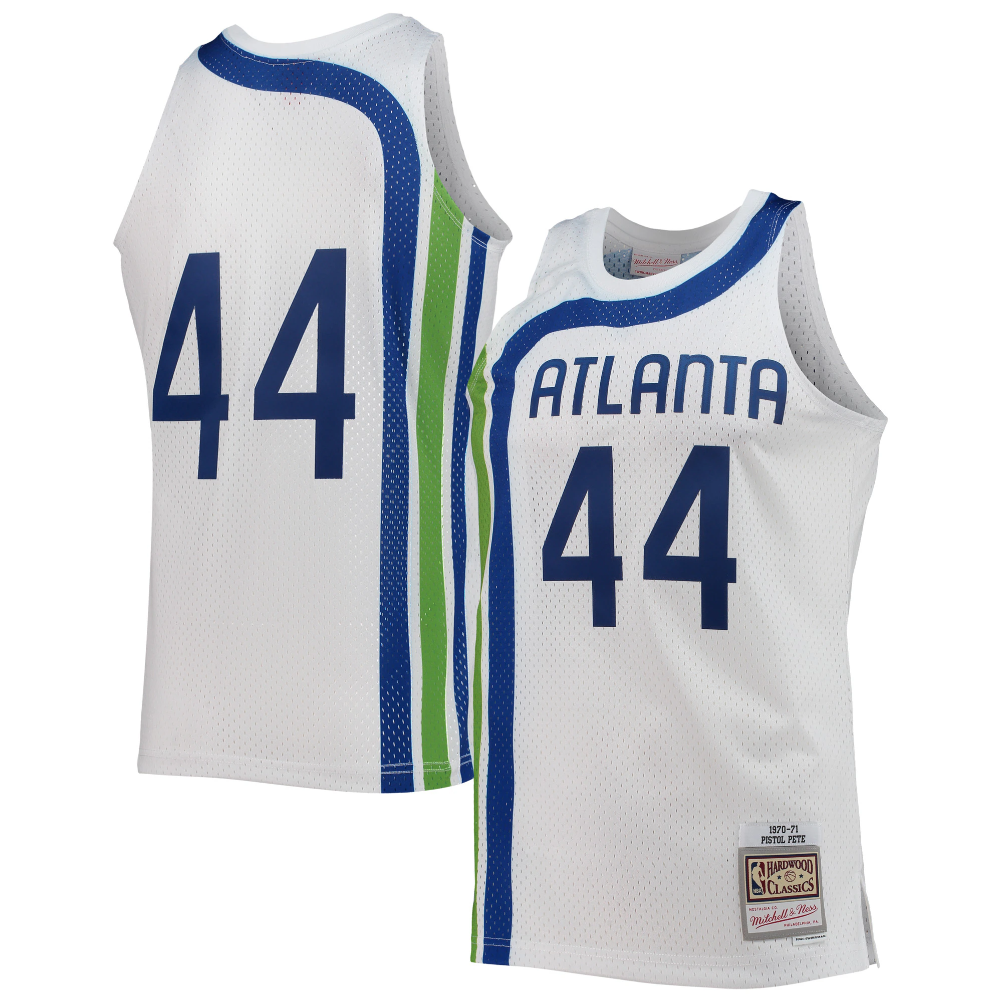 Alternative view of Pete Maravich Atlanta Hawks Mitchell & Ness 1970-71 Hardwood Classics Swingman Basketball Jersey - White