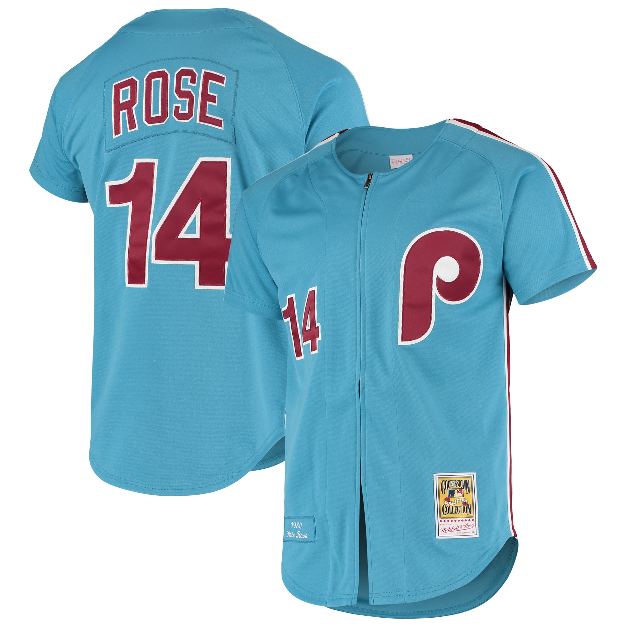 Pete Rose Philadelphia Phillies Mitchell & Ness Cooperstown Collection Authentic Baseball Jersey - Light Blue