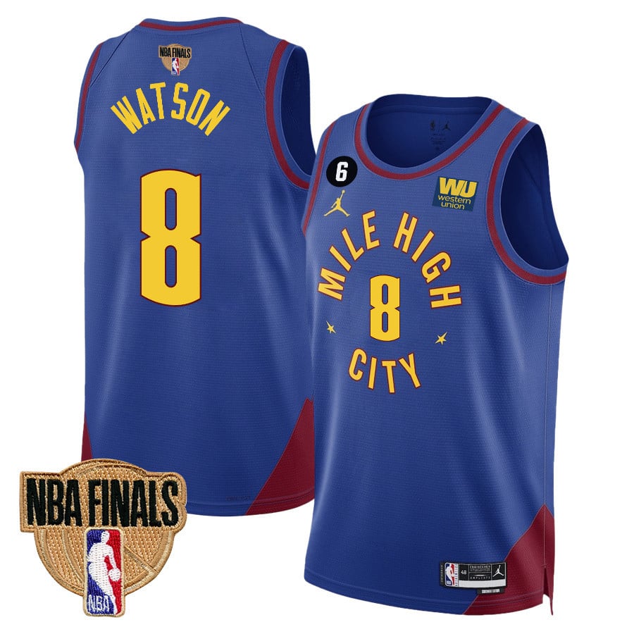 Peyton Watson 8 Denver Nuggets Final Champions 2023 Swingman Basketball Jersey - Blue - JS414 
