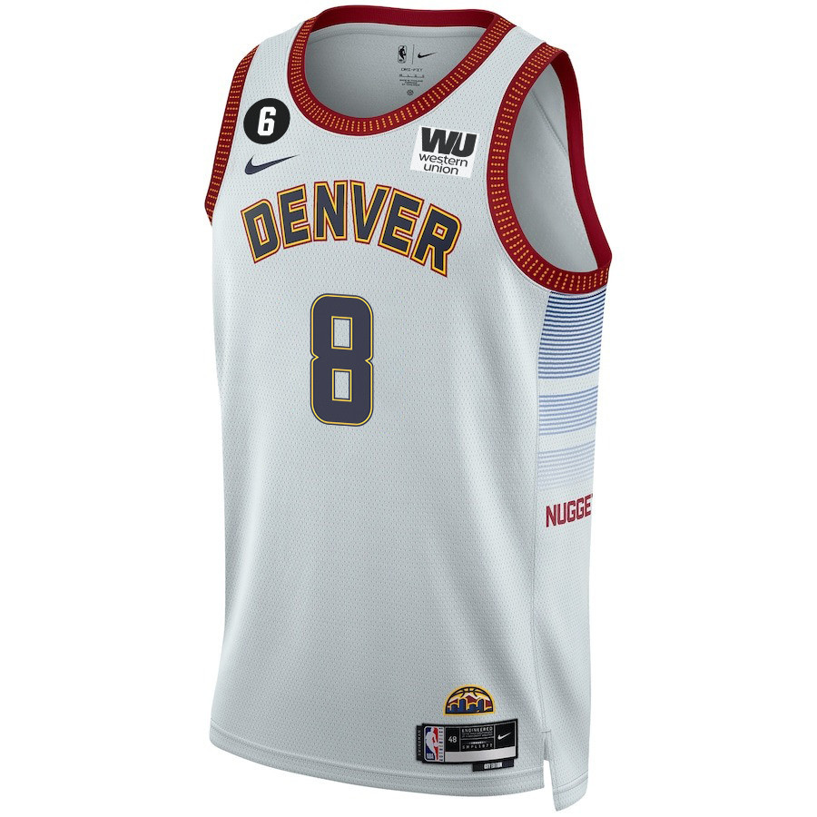 Alternative view of Peyton Watson 8 Denver Nuggets Final Champions 2023 Swingman Basketball Jersey - White - JS980 