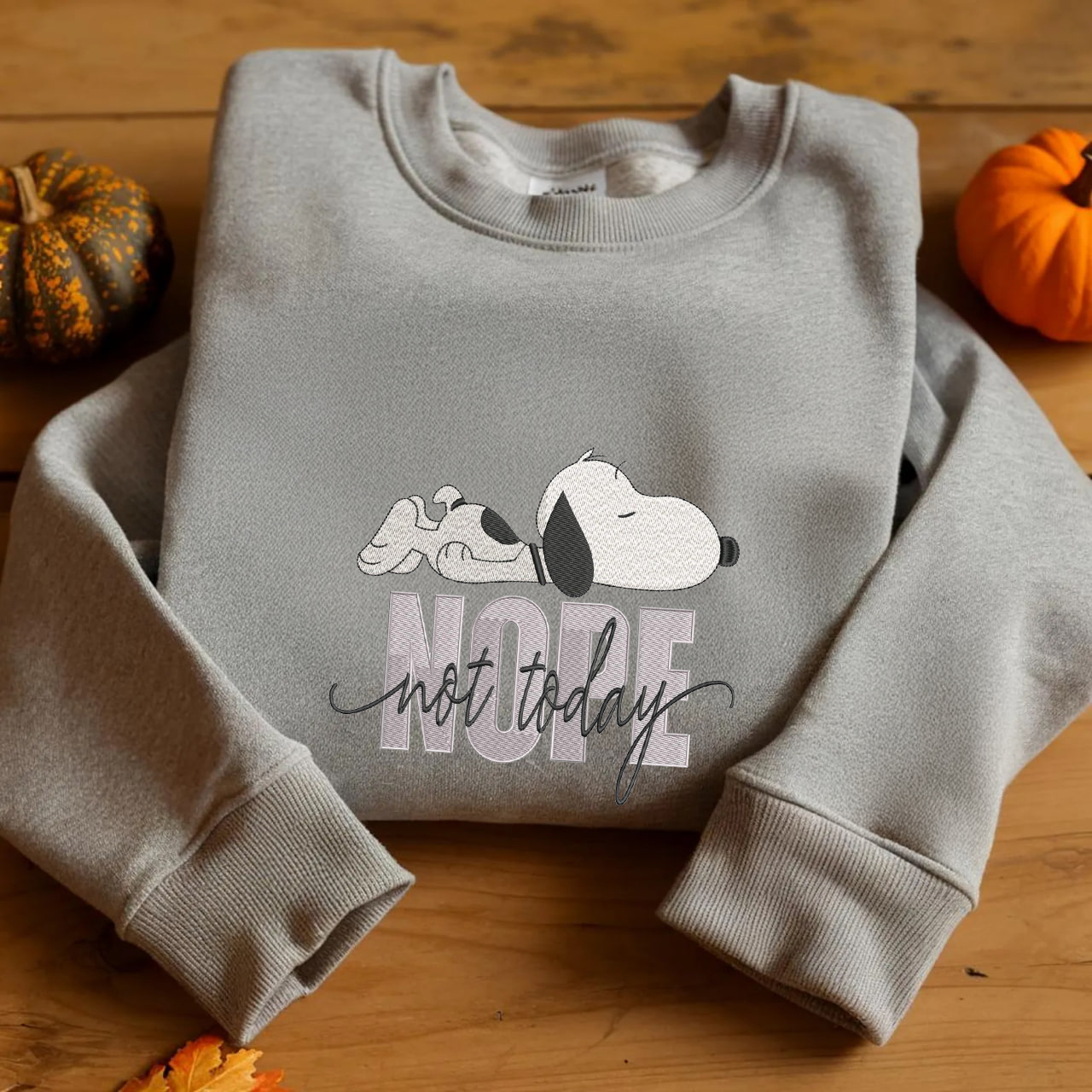 Lazy Dog Embroidery Shirt: Nope Not Today, Funny Snoopy Style - Image 3