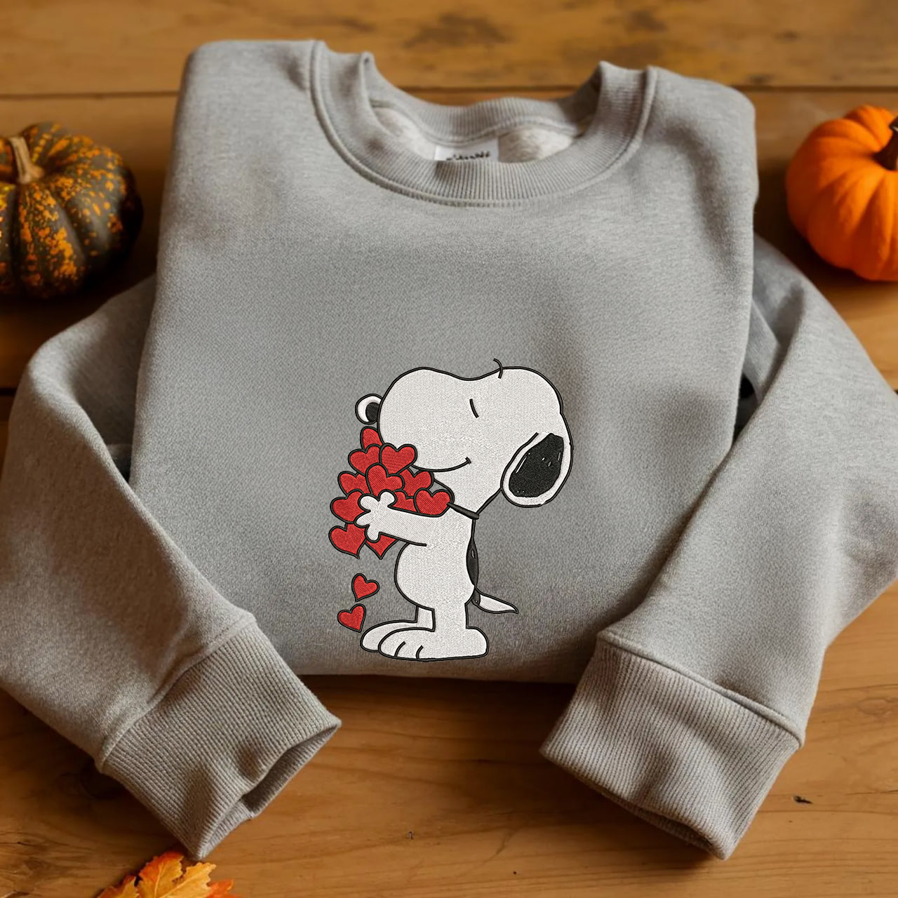 Cute Snoopy Embroidery Sweatshirt, Snoopy And Woodstock Hoodie, Funny Cartoon Tee, Valentine Puppy Shirt - Image 3
