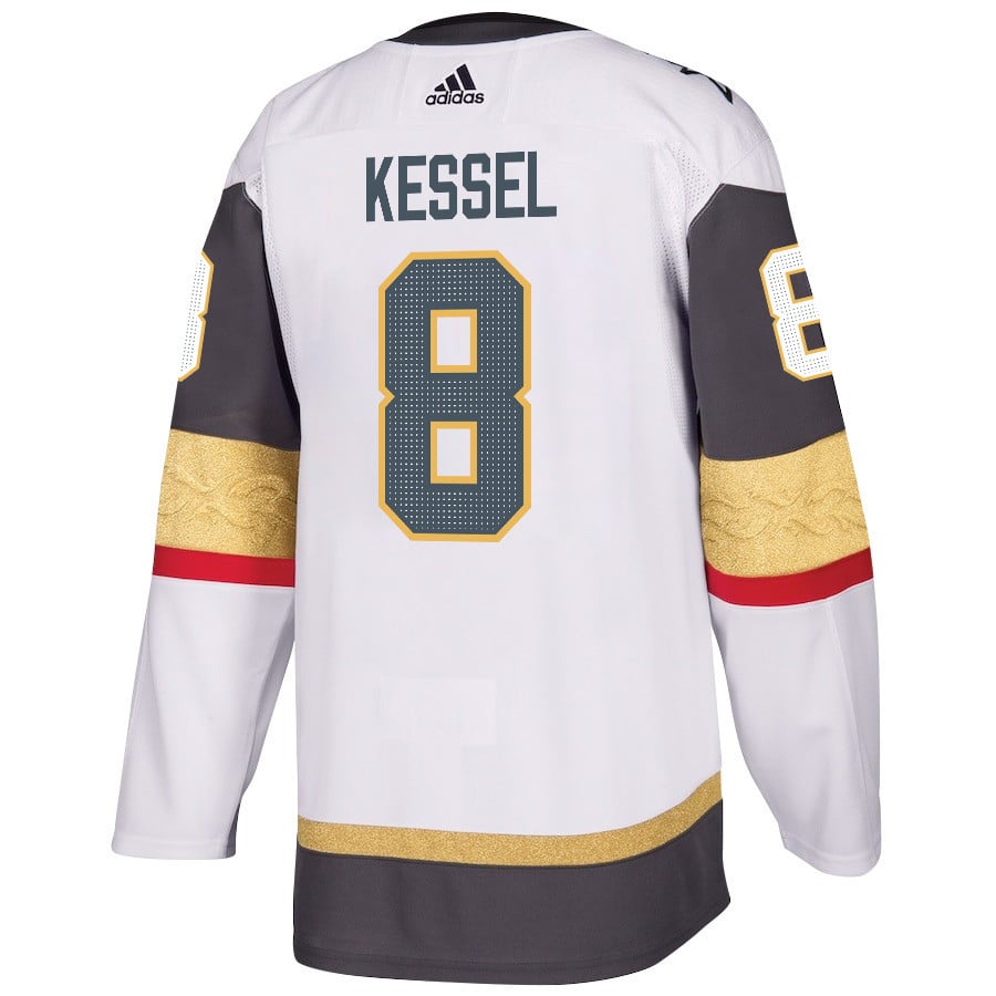 Alternative view of Phil Kessel 8 Vegas Golden Knights Stanley Cup 2023 Champions Patch Away Breakaway Men Hockey Jersey - White - JS254 