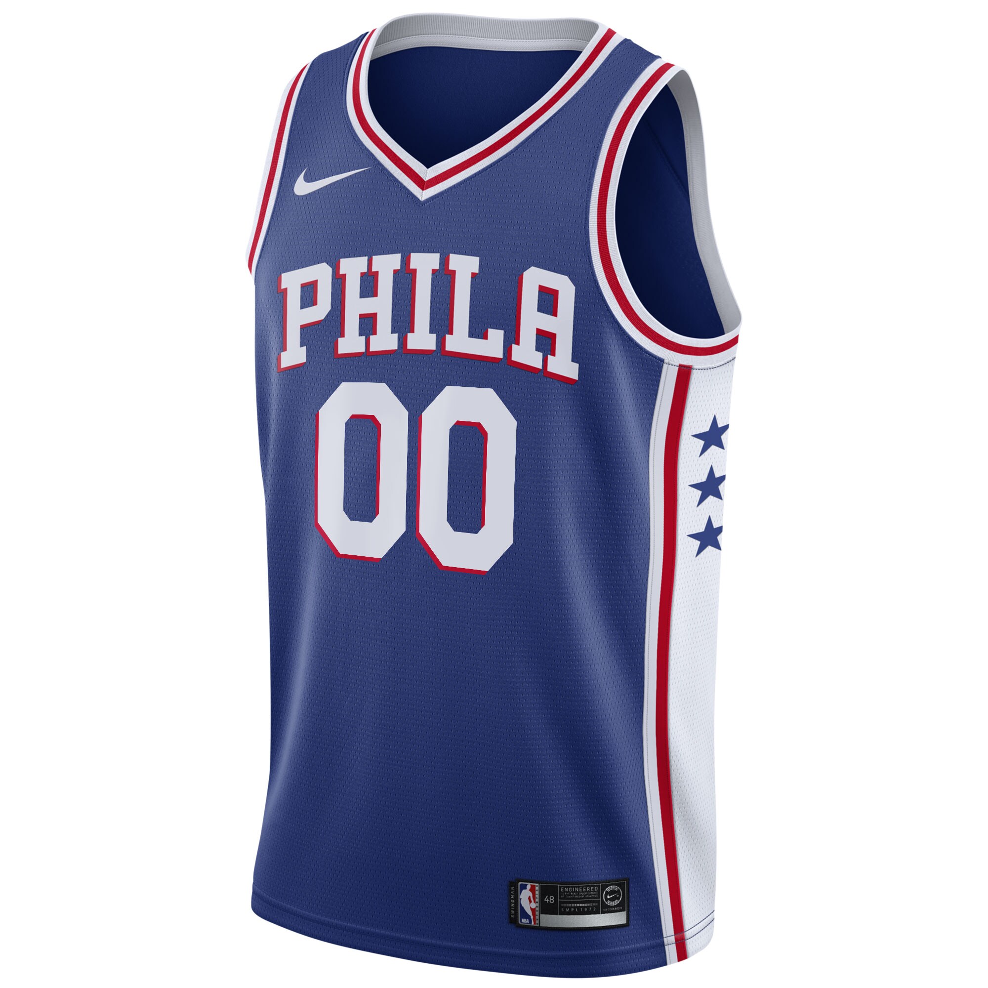 Alternative view of Philadelphia 76ers 2020/21 Swingman Custom Basketball Jersey - Icon Edition - Royal