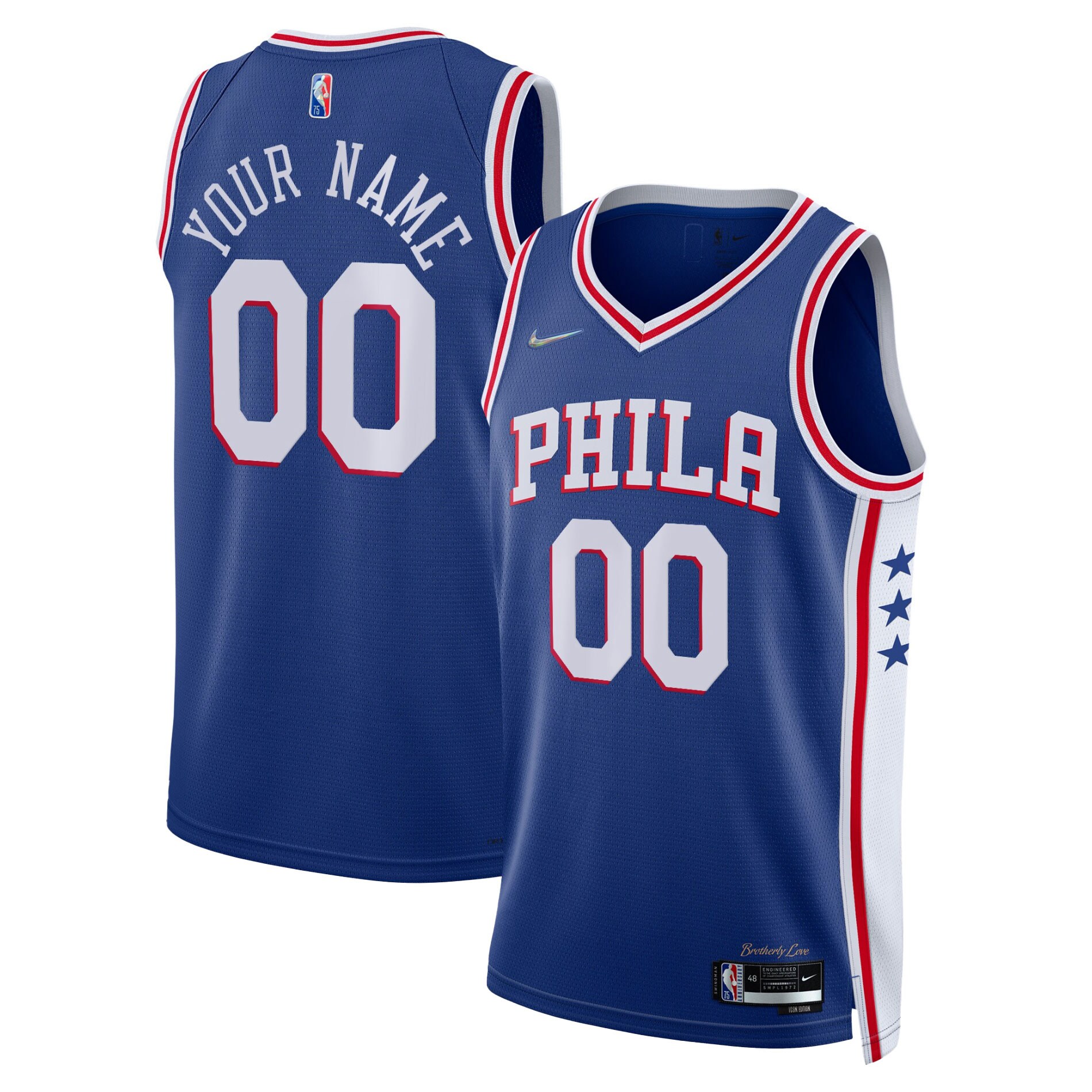 Philadelphia 76ers 2021/22 Diamond Swingman Custom Basketball Jersey - Icon Edition - Royal