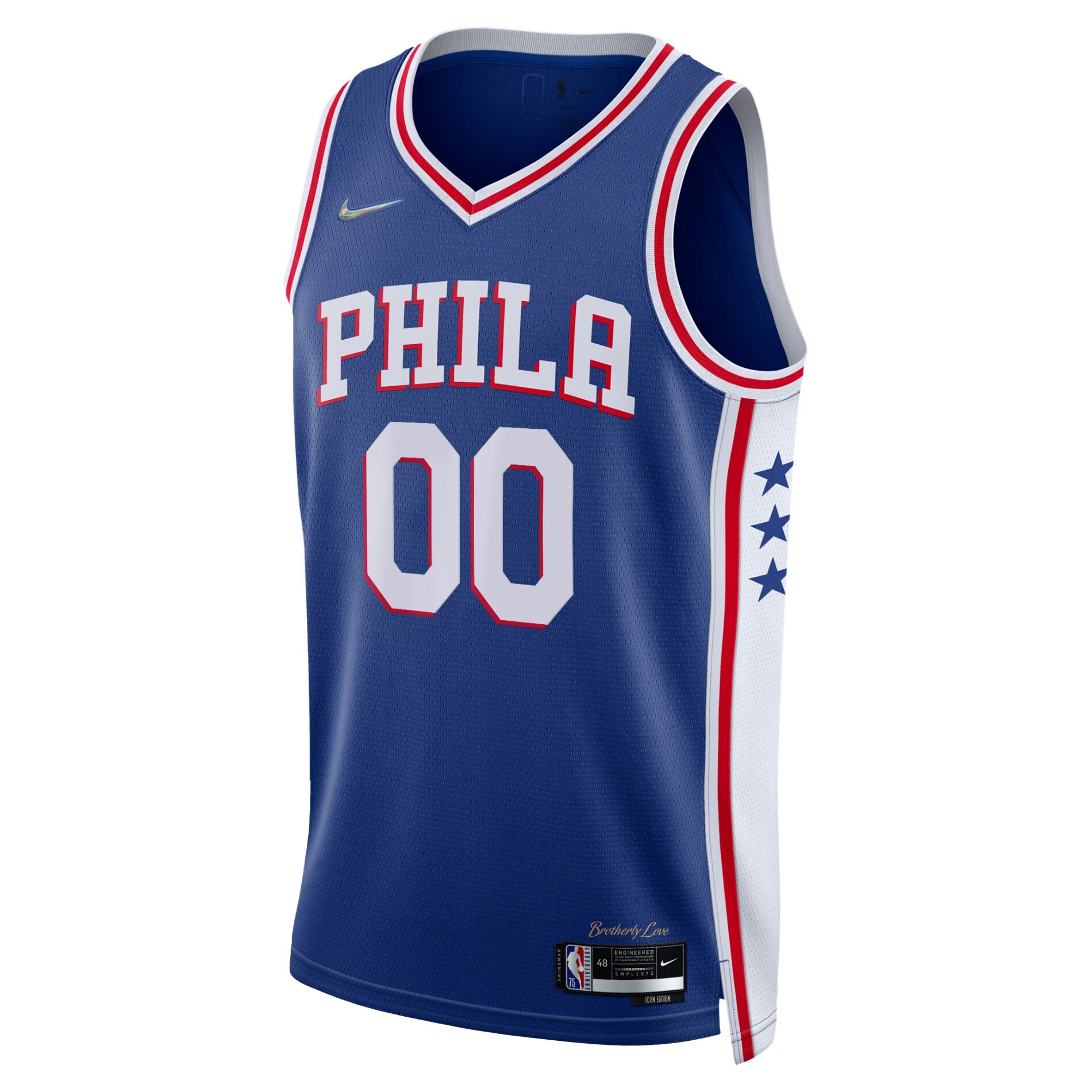 Alternative view of Philadelphia 76ers 2021/22 Diamond Swingman Custom Basketball Jersey - Icon Edition - Royal