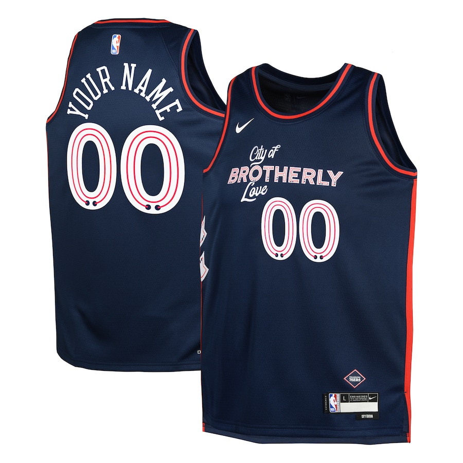 Philadelphia 76ers 2023/24 City Edition Swingman Custom YOUTH Basketball Jersey - Navy - JS165 
