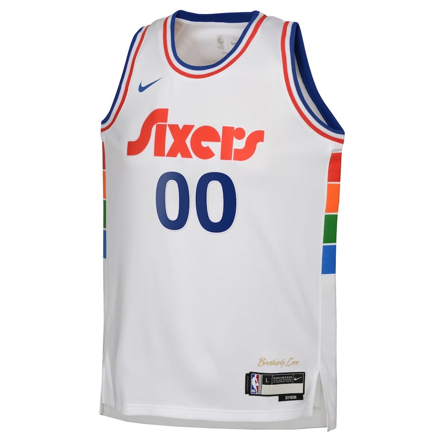 Alternative view of Philadelphia 76ers 2024/25 Swingman Custom YOUTH Basketball Jersey - City Edition - White - JS717 