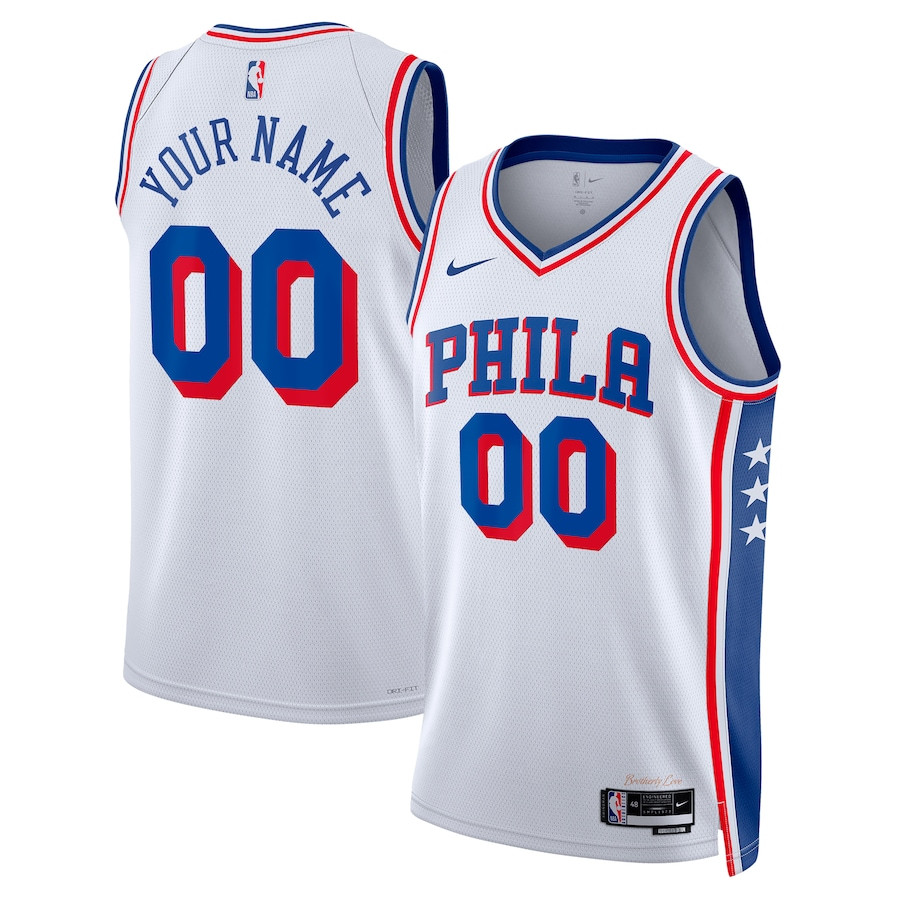 Philadelphia 76ers Association Swingman Custom Basketball Jersey - White - JS158 