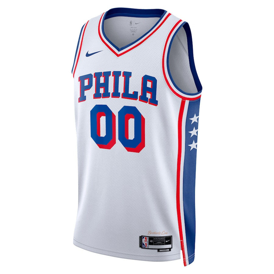 Alternative view of Philadelphia 76ers Association Swingman Custom Basketball Jersey - White - JS158 