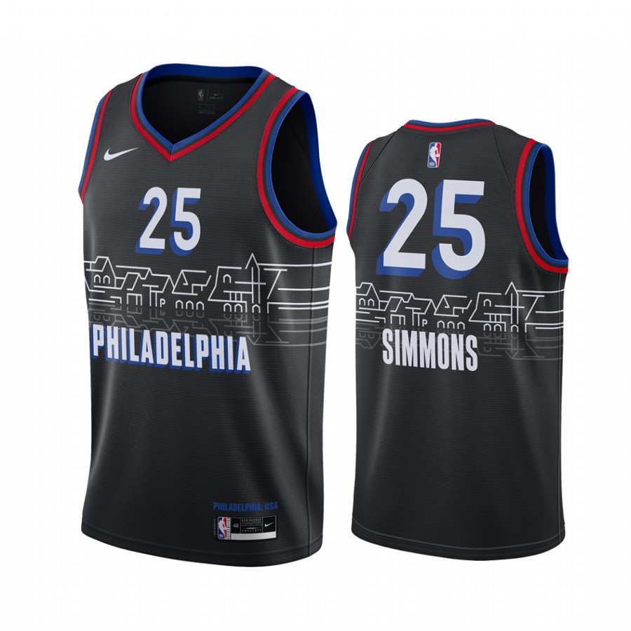 Philadelphia 76ers Ben Simmons 2020-21 Basketball Jersey City Edition Black Boathouse Row