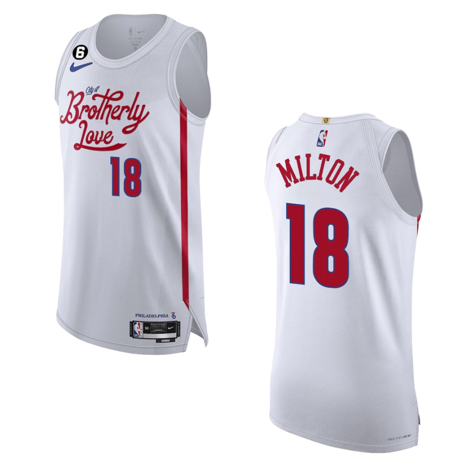 Philadelphia 76ers City Edition Shake Milton 2022-23 White Basketball Jersey