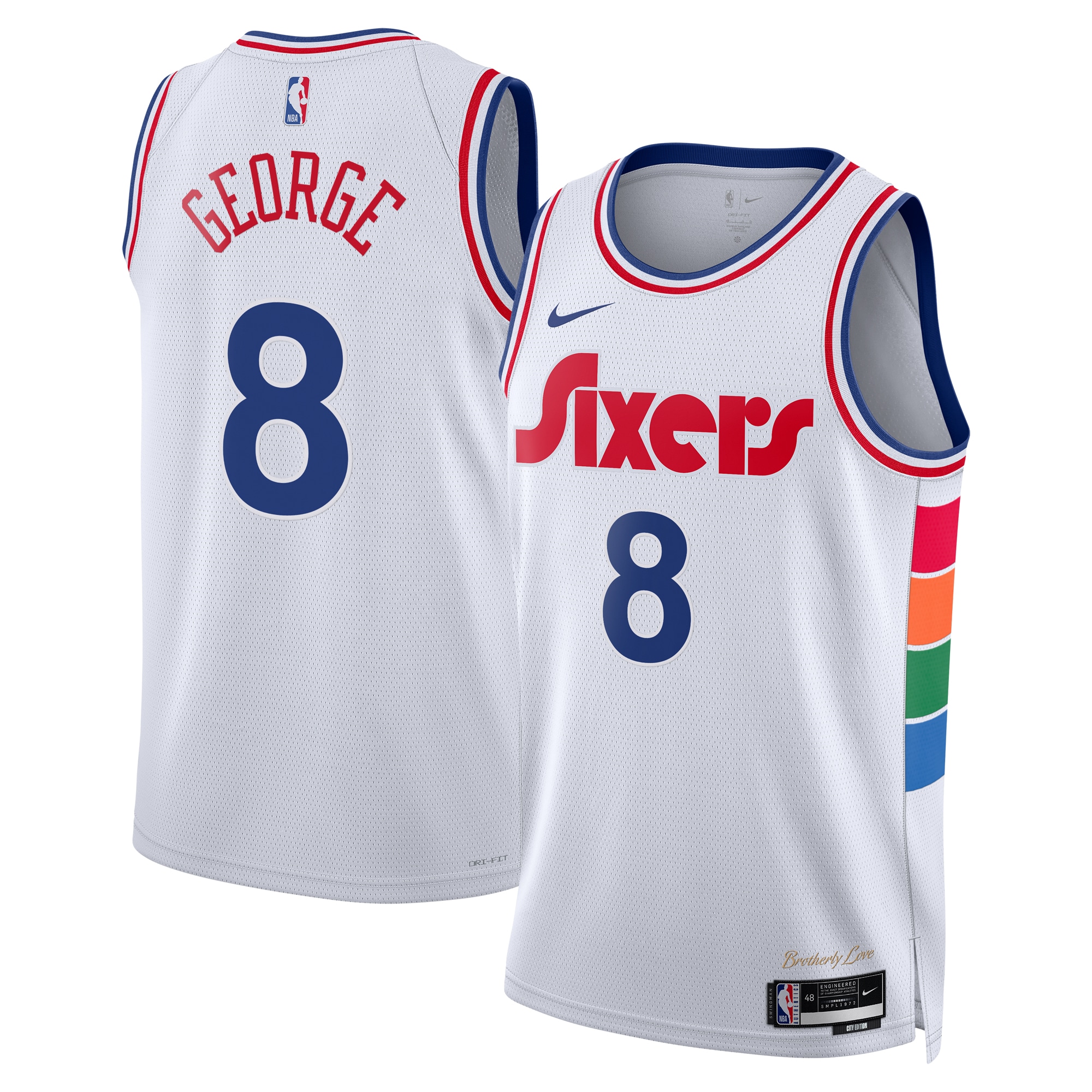 Philadelphia 76ers City Edition Swingman Basketball Jersey 2024 - White - Paul George - Unisex - JS742 