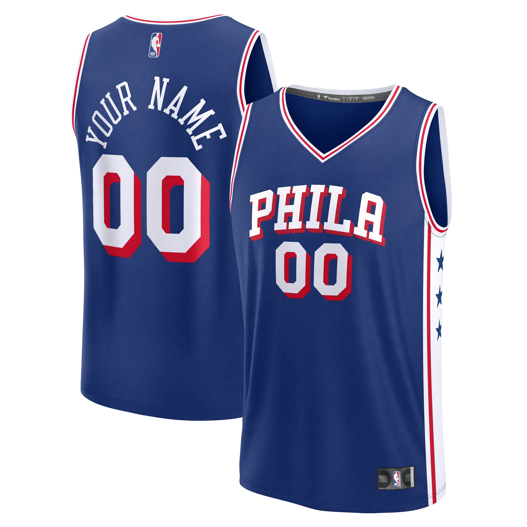 Philadelphia 76ers Fanatics Custom Fast Break Basketball Jersey - Blue - Icon Edition