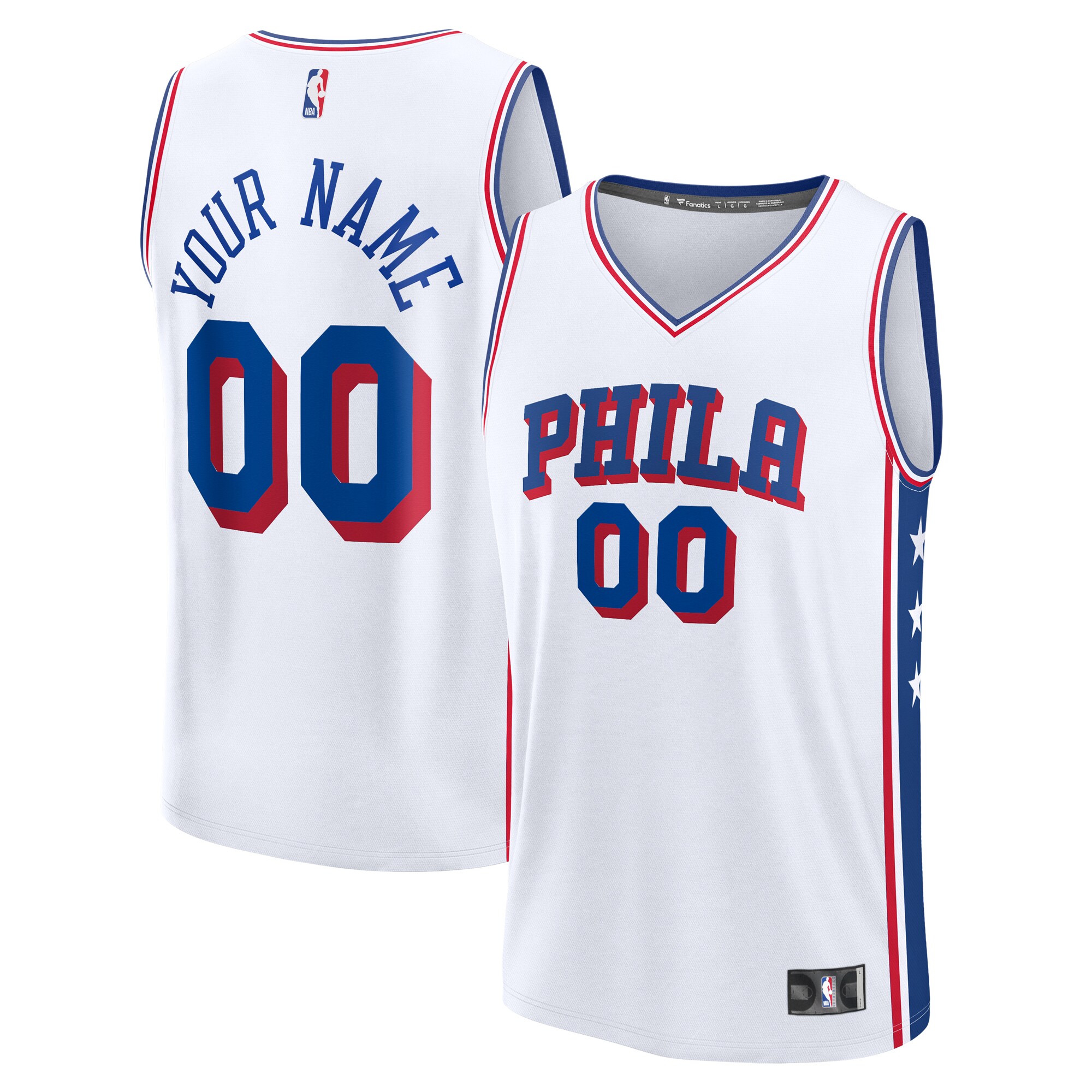 Philadelphia 76ers Fanatics Custom Fast Break Basketball Jersey - White - Association Edition
