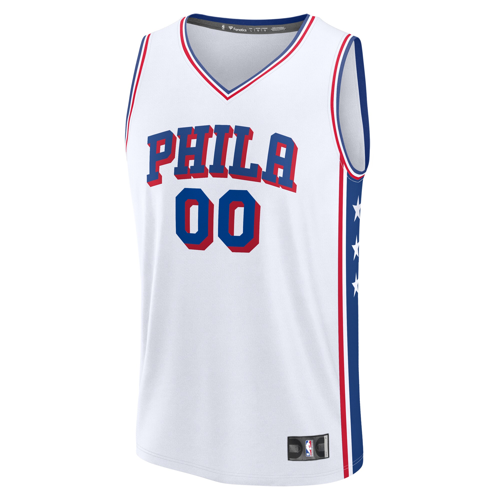 Alternative view of Philadelphia 76ers Fanatics Custom Fast Break Basketball Jersey - White - Association Edition