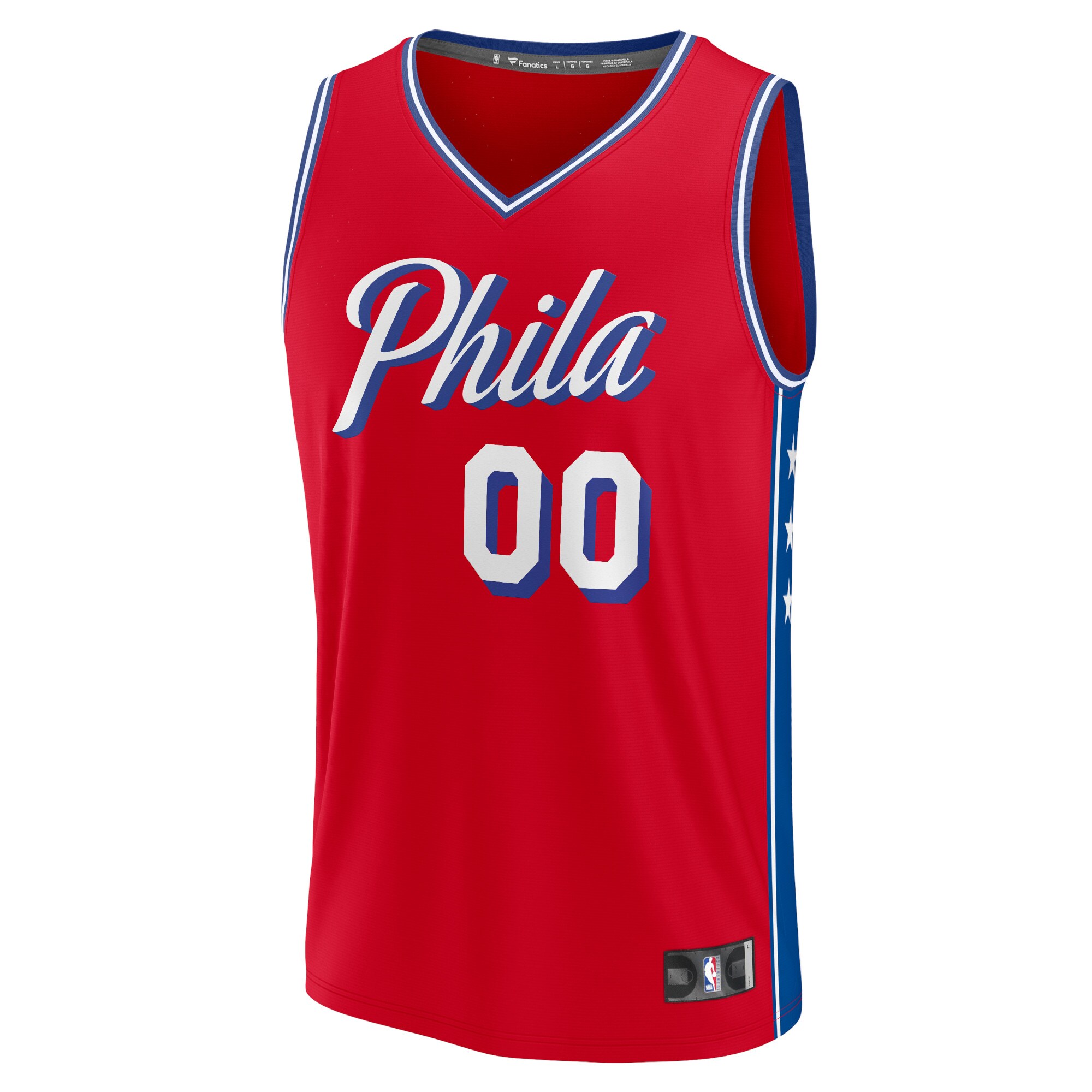 Alternative view of Philadelphia 76ers Fanatics Fast Break Custom Basketball Jersey - Red - Statement Edition