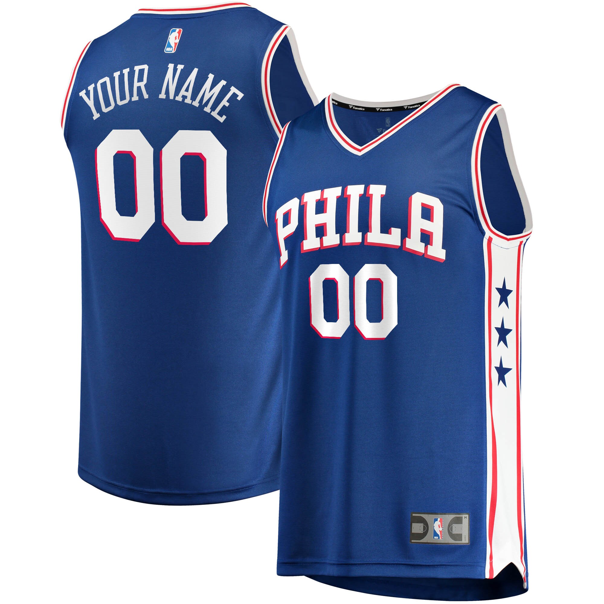 Philadelphia 76ers Fanatics Fast Break Custom Replica Basketball Jersey Royal - Icon Edition
