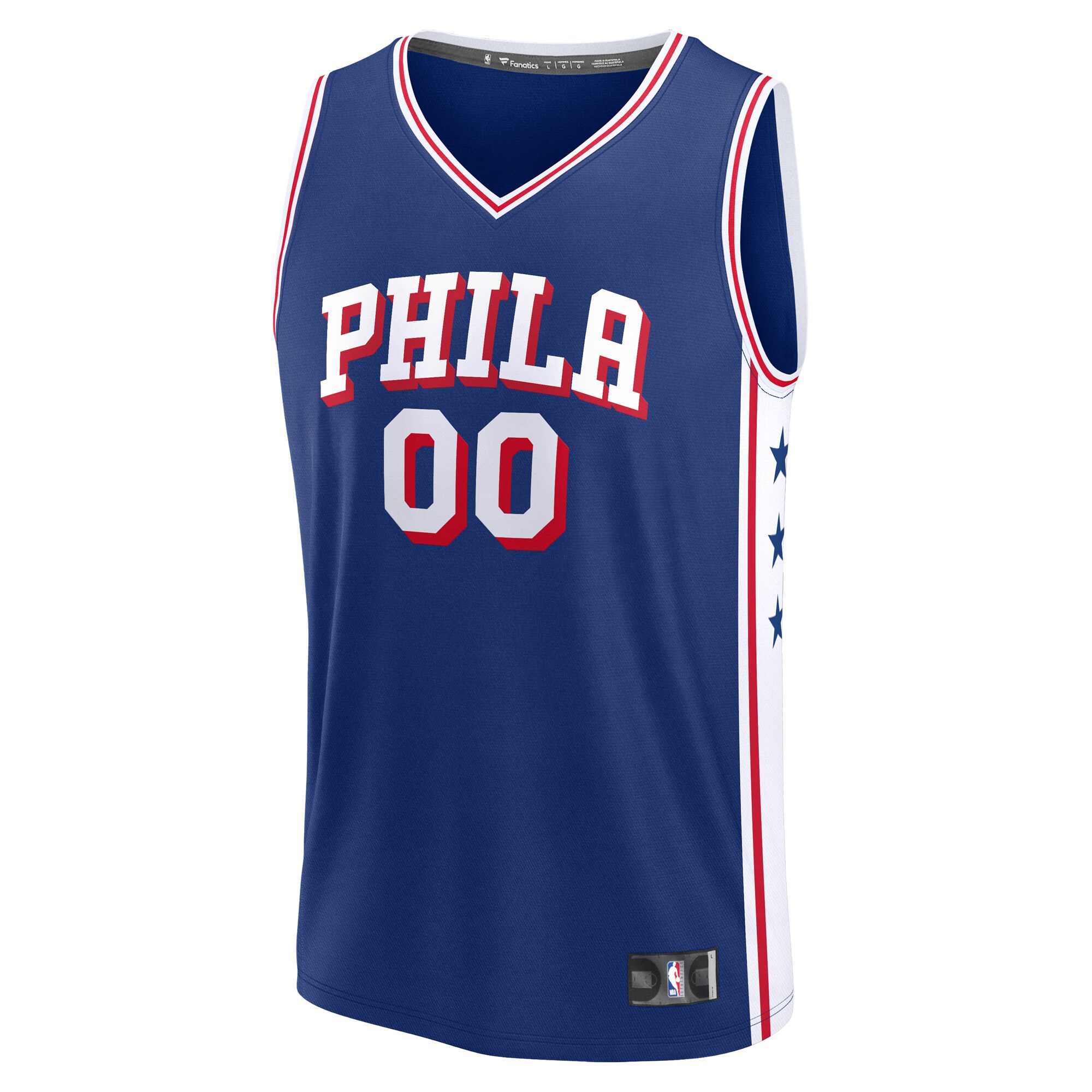 Alternative view of Philadelphia 76ers Fanatics Youth Custom Fast Break Basketball Jersey - Royal - Icon Edition
