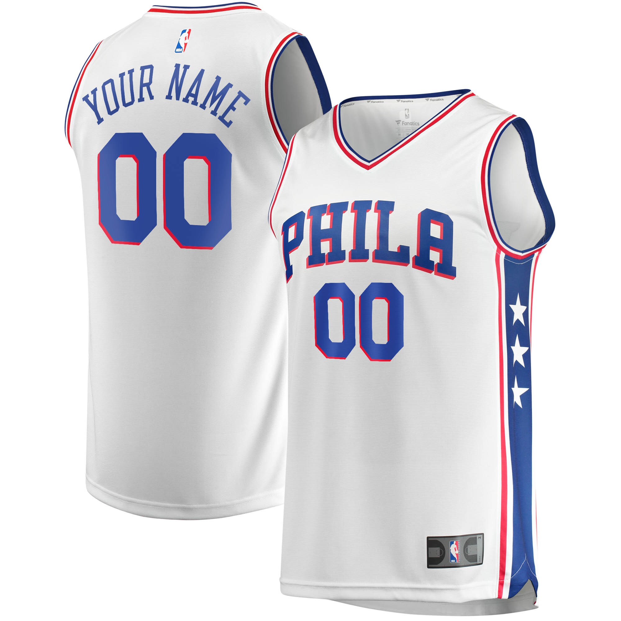 Philadelphia 76ers Fanatics Youth Fast Break Custom Replica Basketball Jersey White - Association Edition