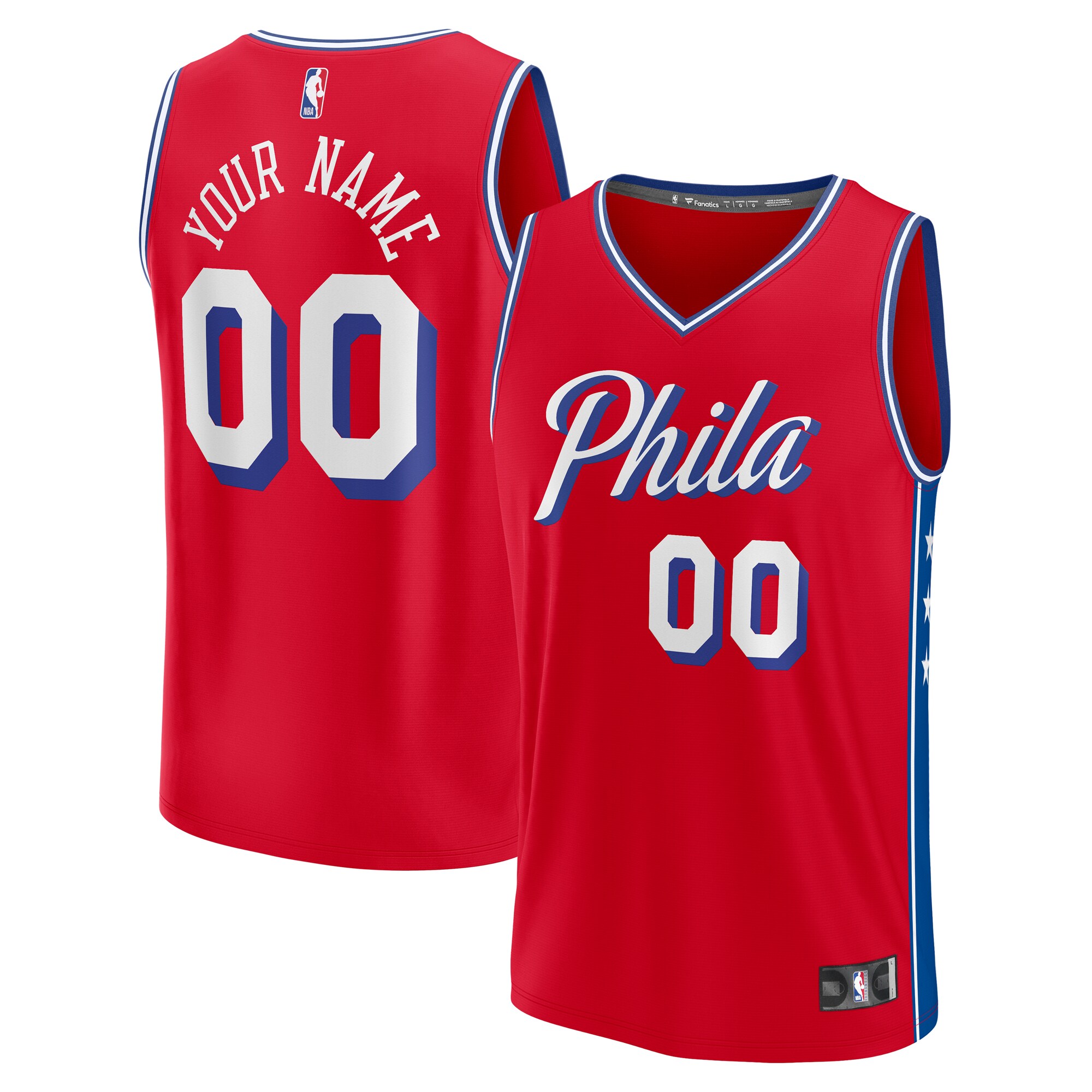 Philadelphia 76ers Fanatics Youth Fast Break Replica Custom Basketball Jersey - Statement Edition - Red