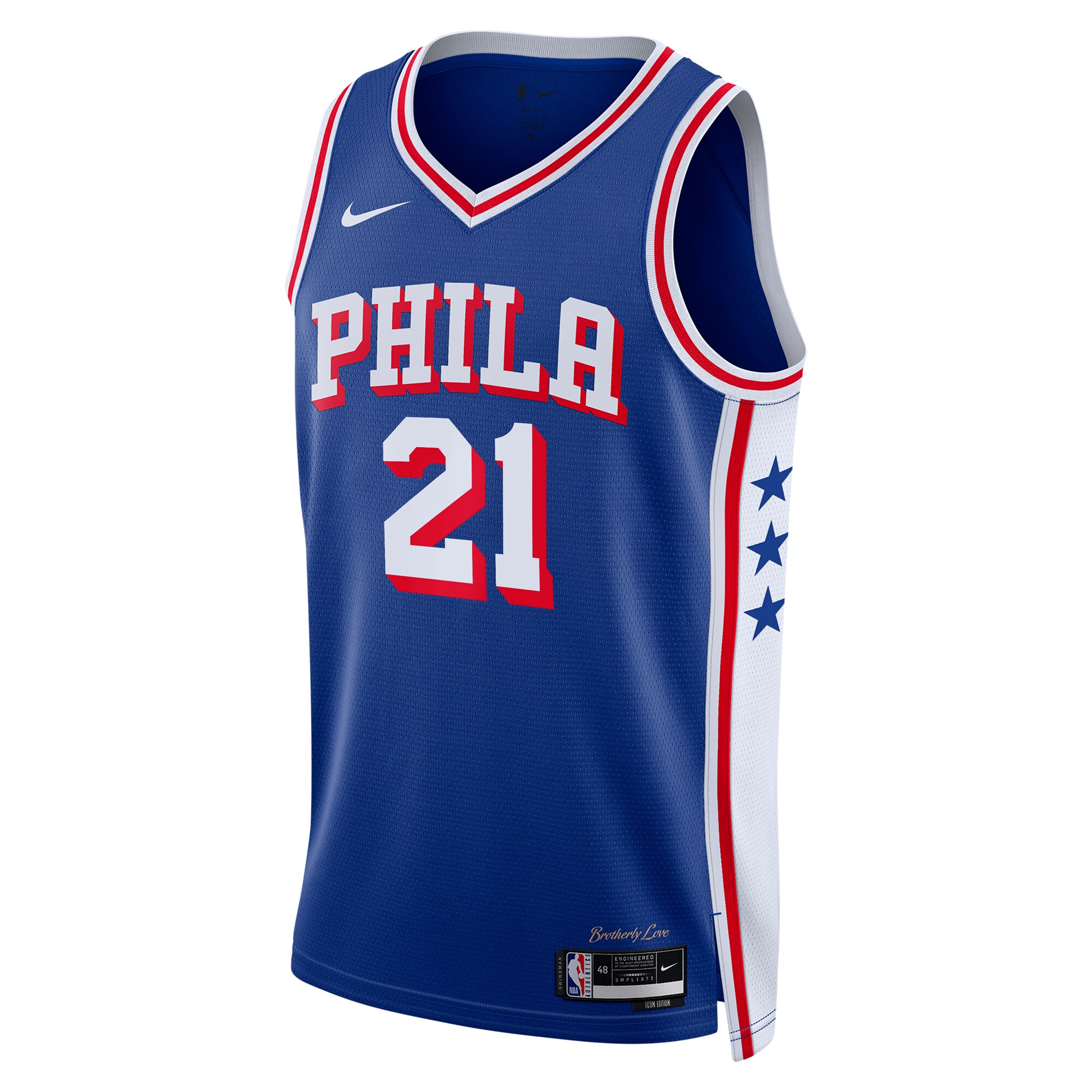 Alternative view of Philadelphia 76ers Icon Swingman Basketball Jersey - Blanco - Joel Embiid - Jóvenes - JS431 