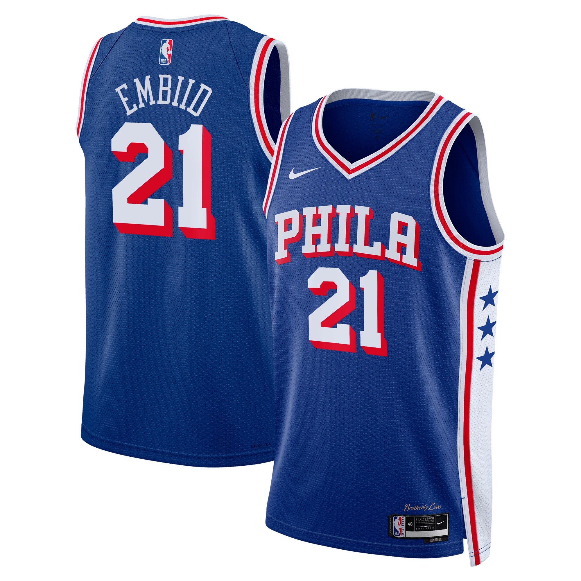 Philadelphia 76ers Icon Swingman Basketball Jersey - Blanco - Joel Embiid - Jóvenes - JS431 