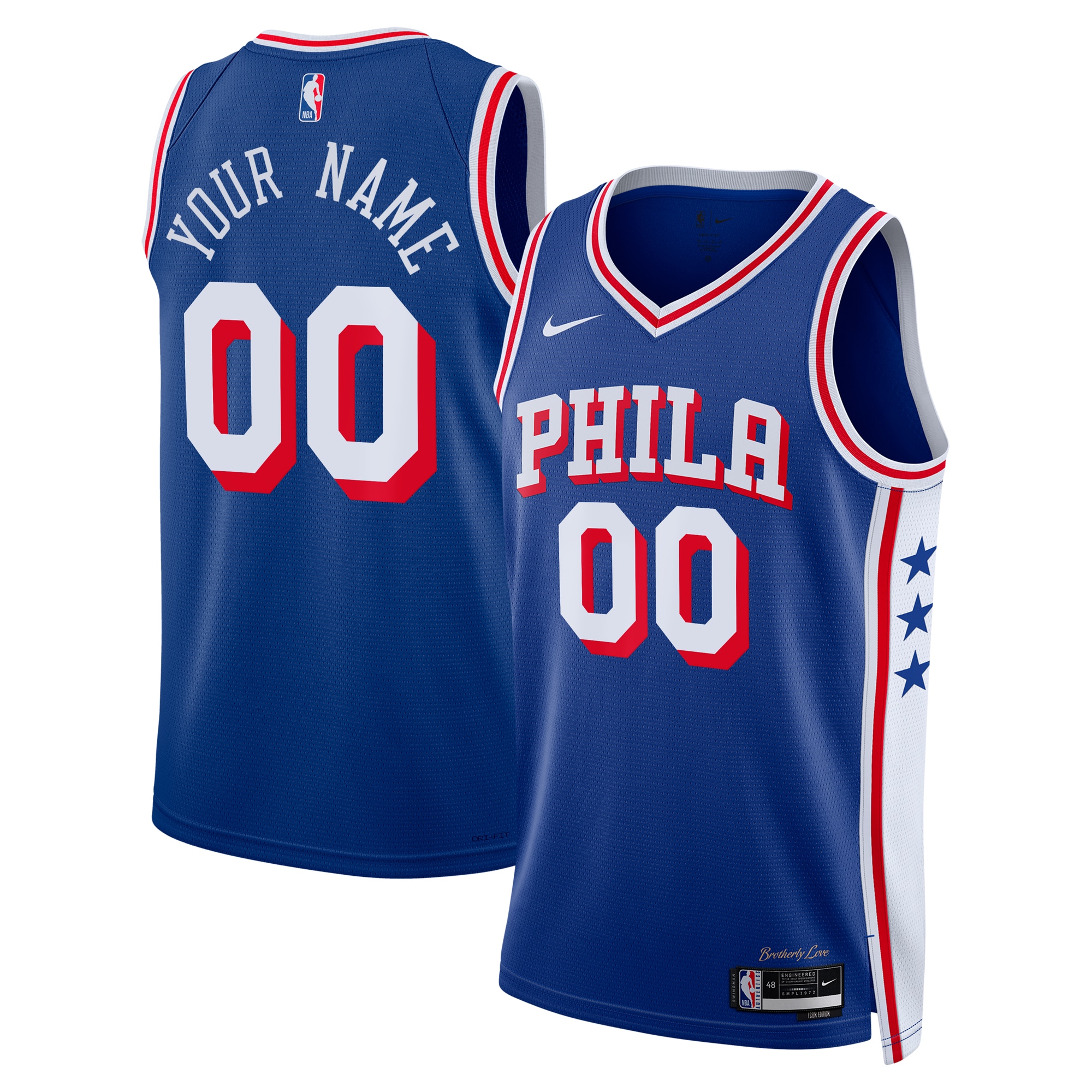 Philadelphia 76ers Icon Swingman Basketball Jersey - Custom - Youth - JS477 