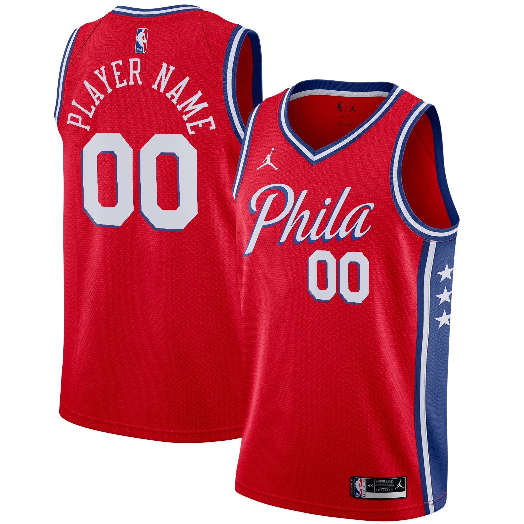 Philadelphia 76ers Jordan Brand Swingman Custom Basketball Jersey - Statement Edition - Red