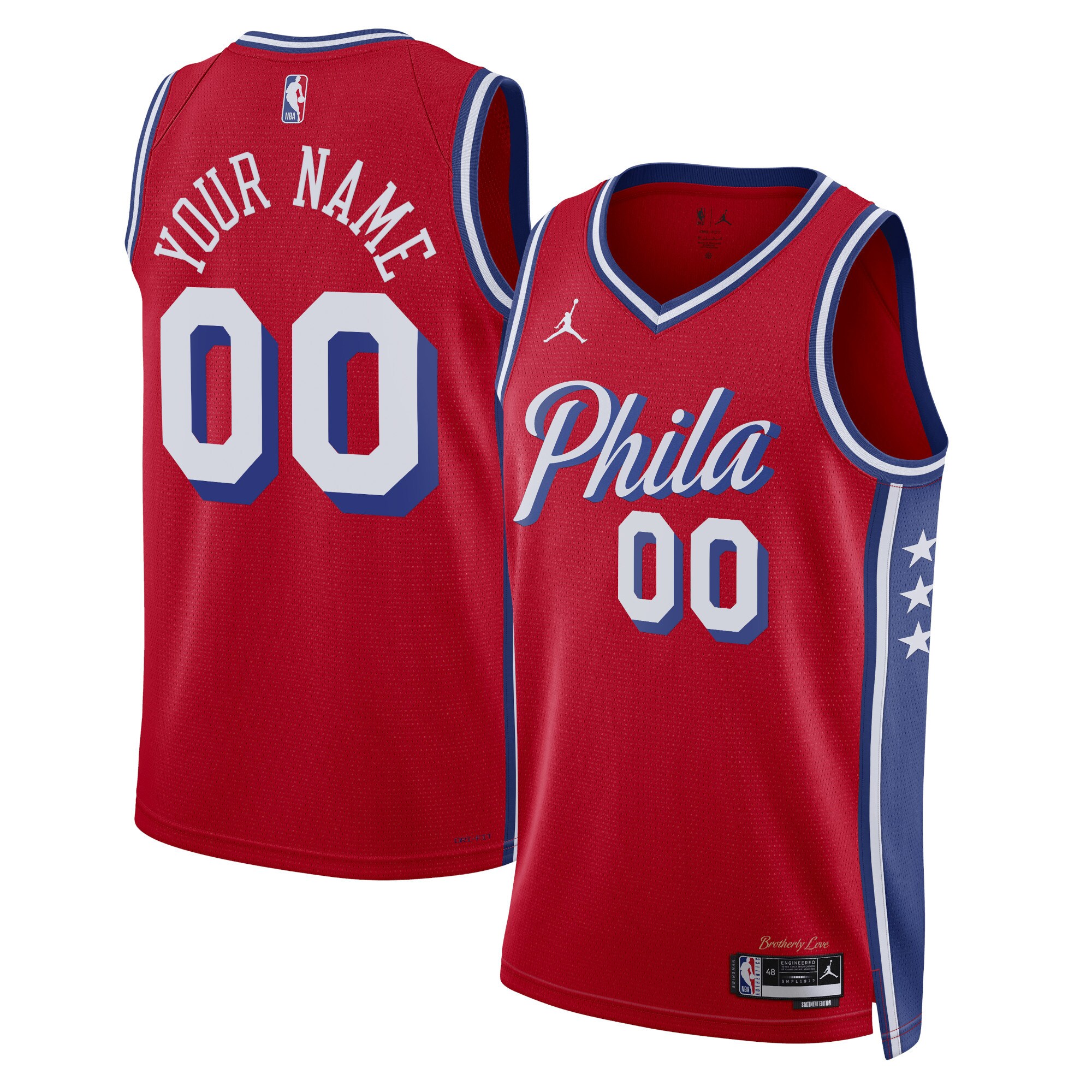 Philadelphia 76ers Jordan Brand Unisex 2022/23 Swingman Custom Basketball Jersey - Statement Edition - Red