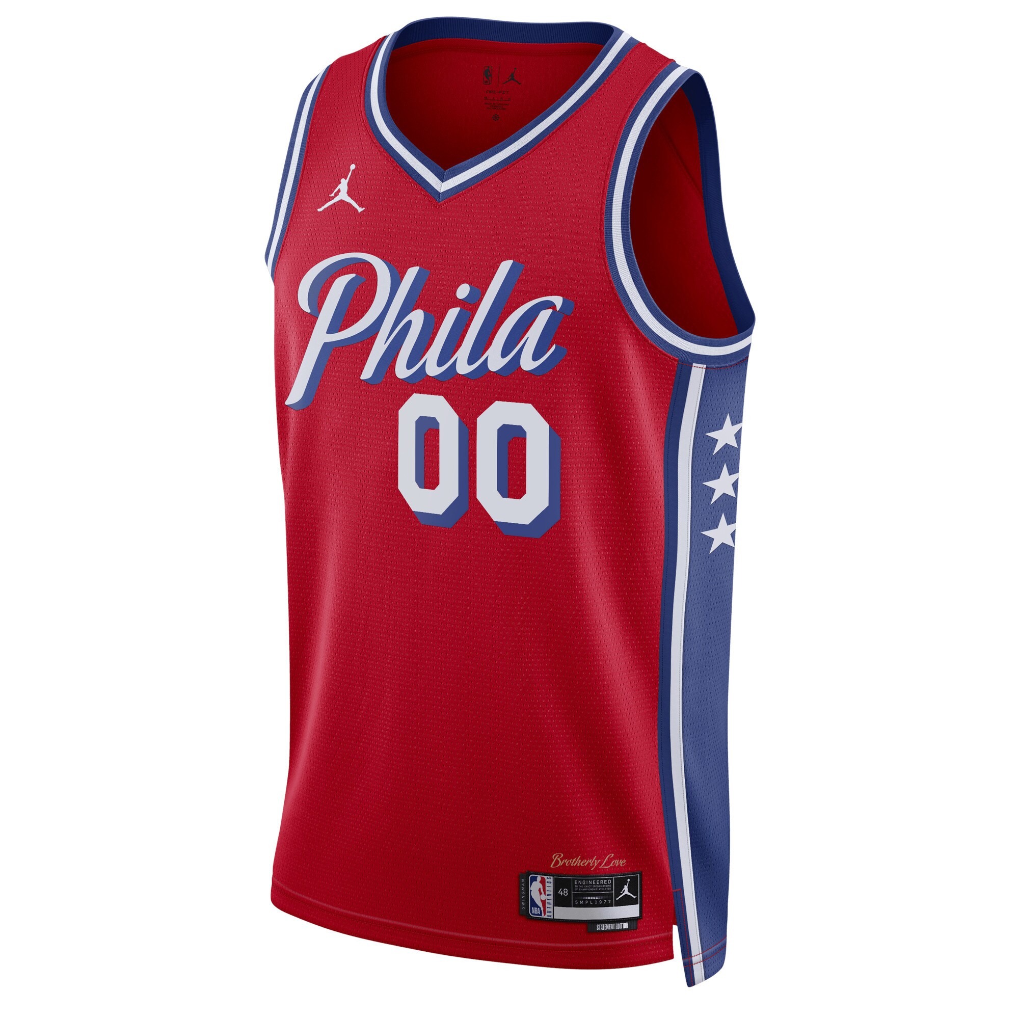 Alternative view of Philadelphia 76ers Jordan Brand Unisex 2022/23 Swingman Custom Basketball Jersey - Statement Edition - Red