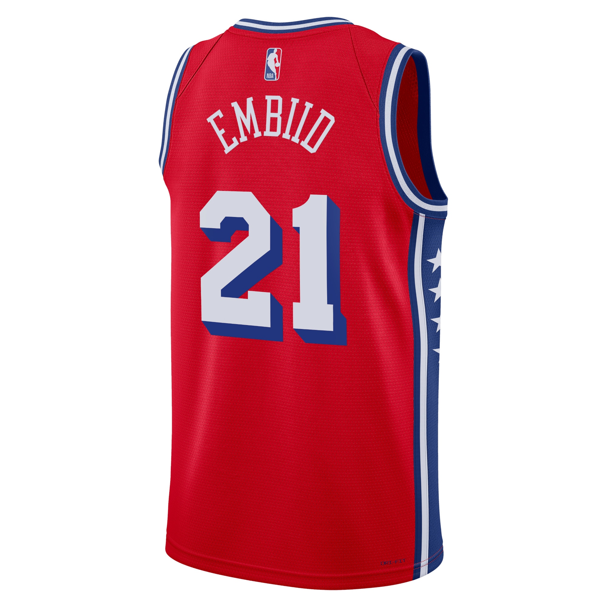 Alternative view of Philadelphia 76ers Jordan Statement Edition Swingman Basketball Jersey - Red - Joel Embiid - Unisex - JS178 