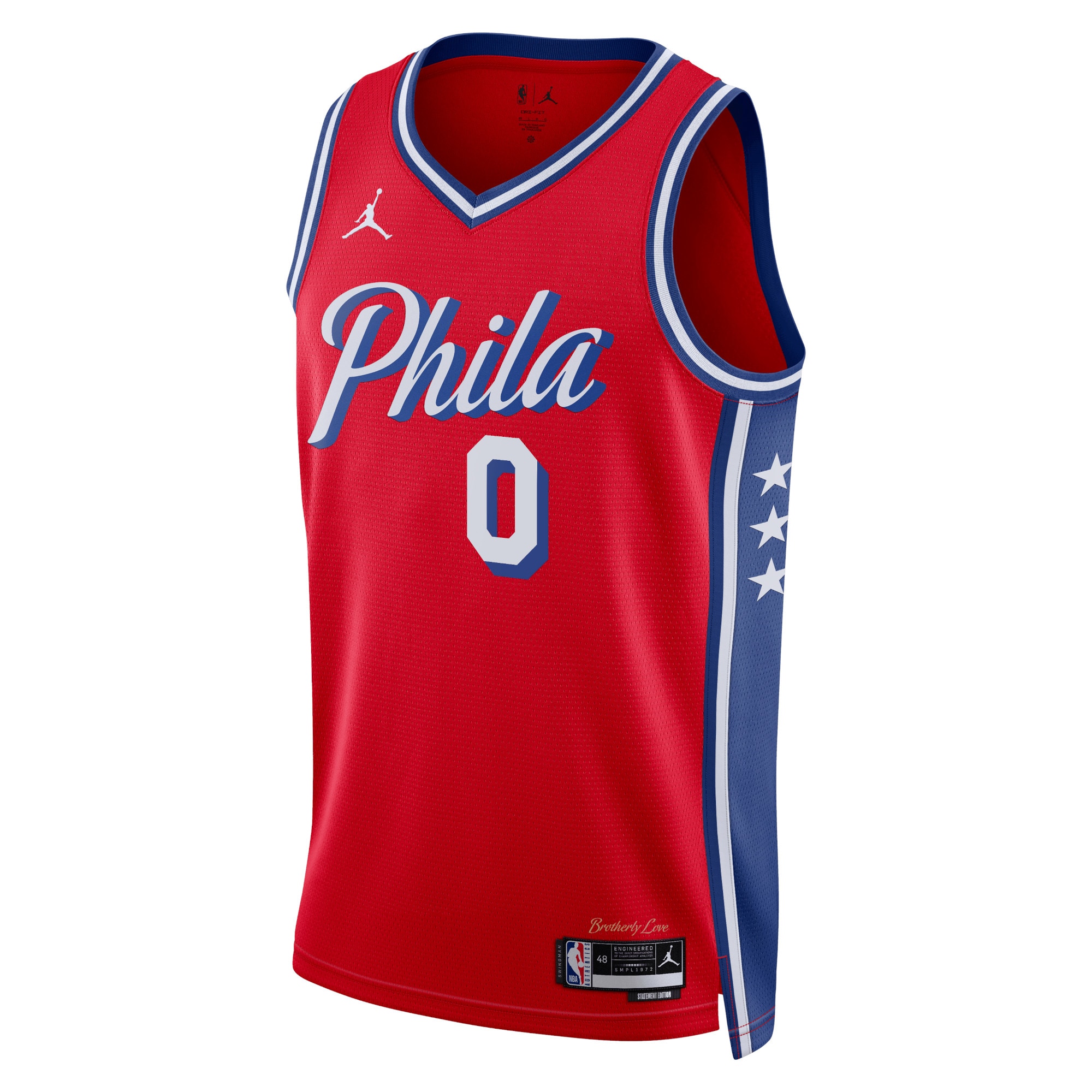 Philadelphia 76ers Jordan Statement Edition Swingman Basketball Jersey - Red - Tyrese Maxey - Unisex - JS421 
