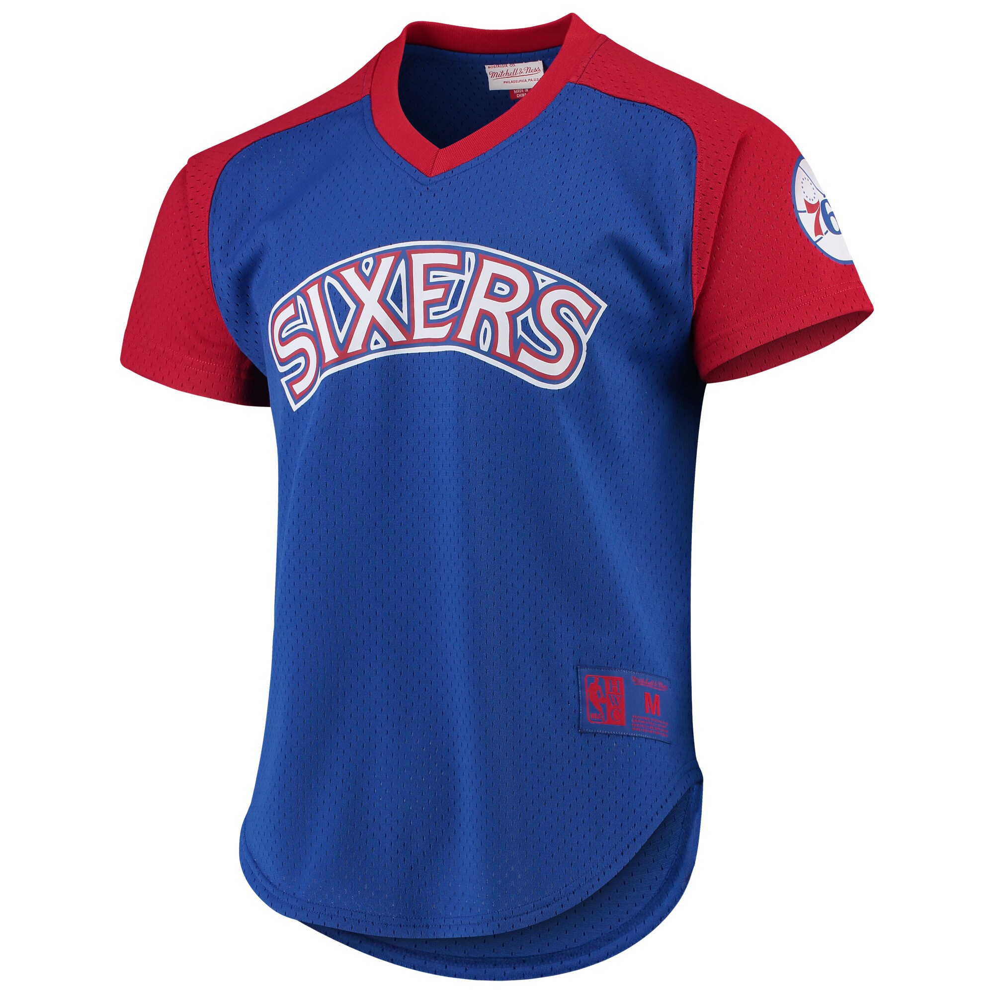 Philadelphia 76ers Mitchell & Ness Hardwood Classics Final Seconds Mesh Raglan Sleeve V-neck T-shirt - Royal