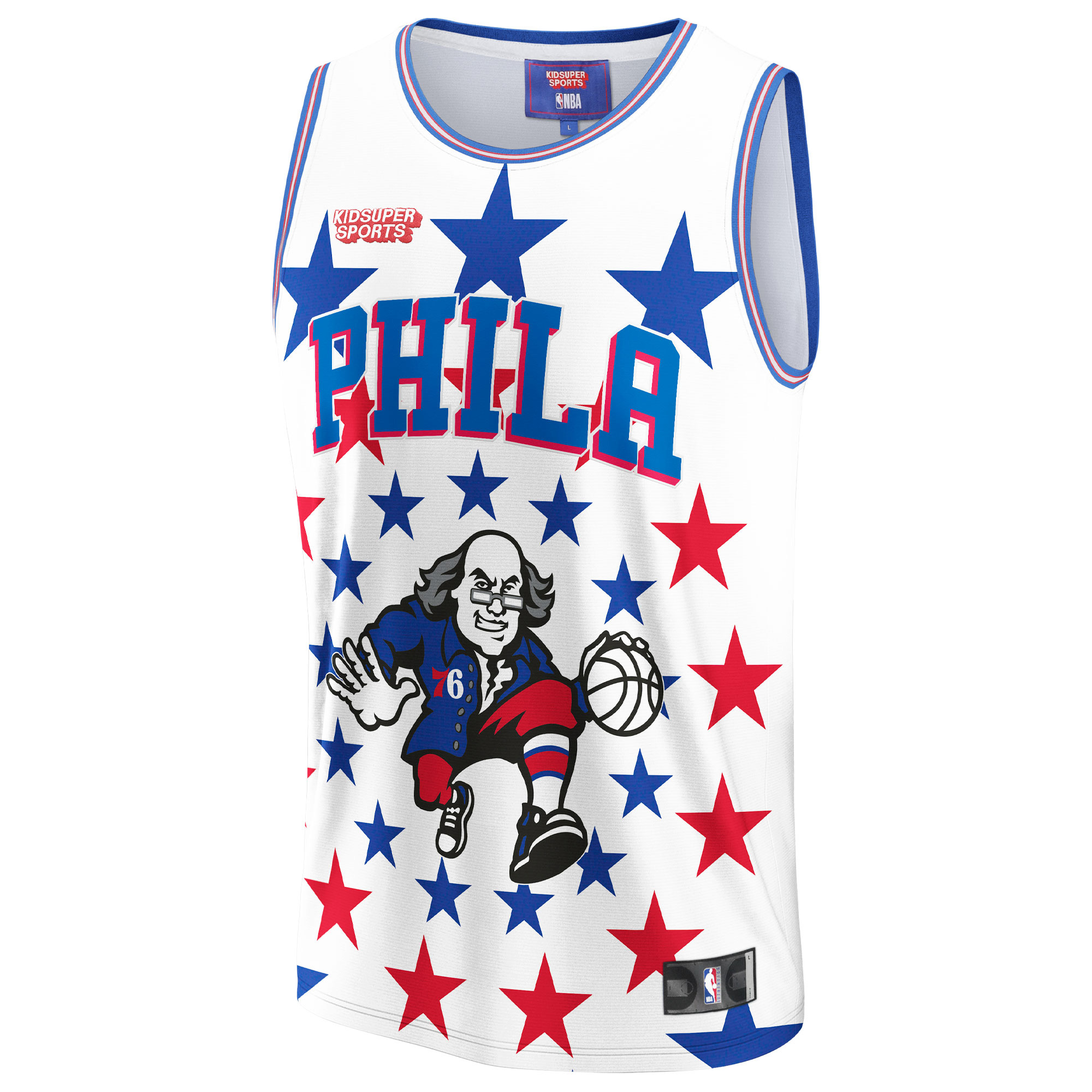 Alternative view of Philadelphia 76ers Nba & Kidsuper Studios By Fanatics Unisex Hometown Basketball Jersey - White
