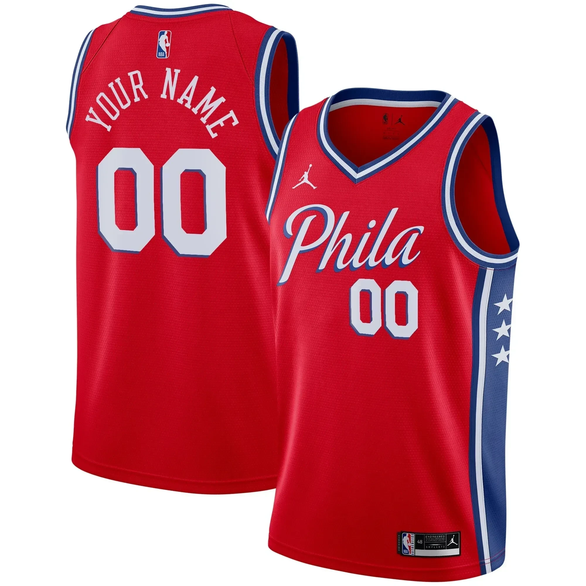 Philadelphia 76ers Swingman Custom Basketball Jersey - Statement Edition - Red - JS144 