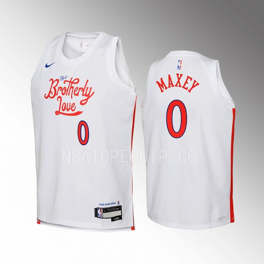 Philadelphia 76ers Tyrese Maxey 0 City Edition White Youth Basketball Jersey Swingman - JS614 