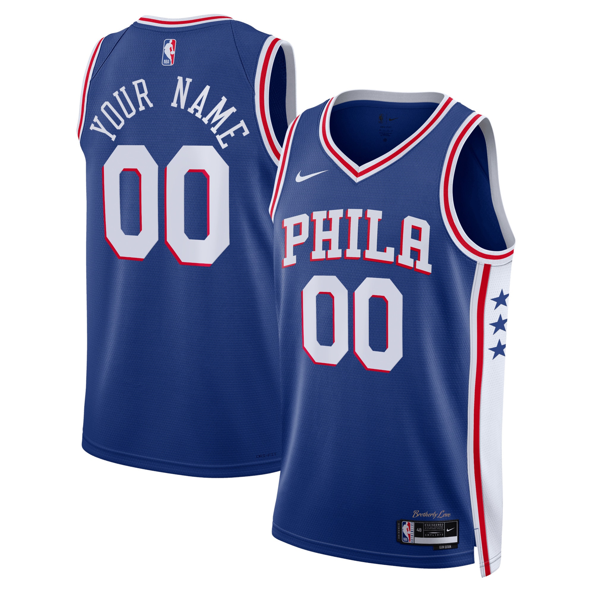Philadelphia 76ers Unisex 2022/23 Swingman Custom Basketball Jersey Royal - Icon Edition