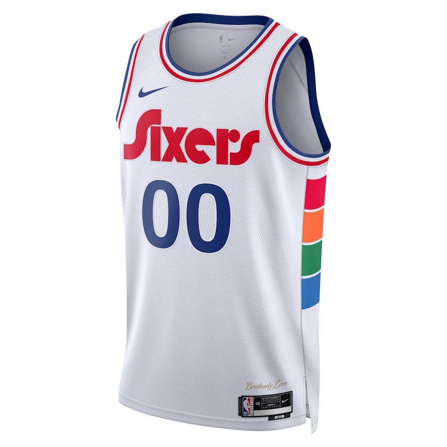 Alternative view of Philadelphia 76ers Unisex 2024/25 Custom Swingman Basketball Jersey - City Edition - White - JS882 