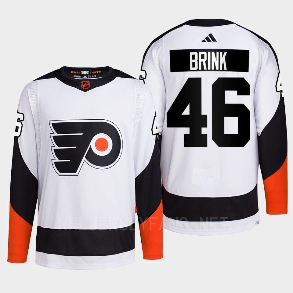 Philadelphia Flyers 2022 Reverse Retro 2.0 Bobby Brink 46 White Primegreen Hockey Jersey Men's - JS715 