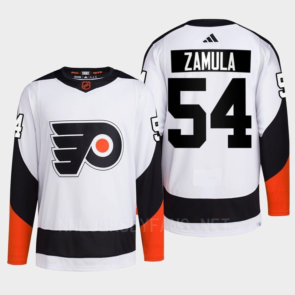 Philadelphia Flyers 2022 Reverse Retro 2.0 Egor Zamula 54 White Primegreen Hockey Jersey Men's - JS756 