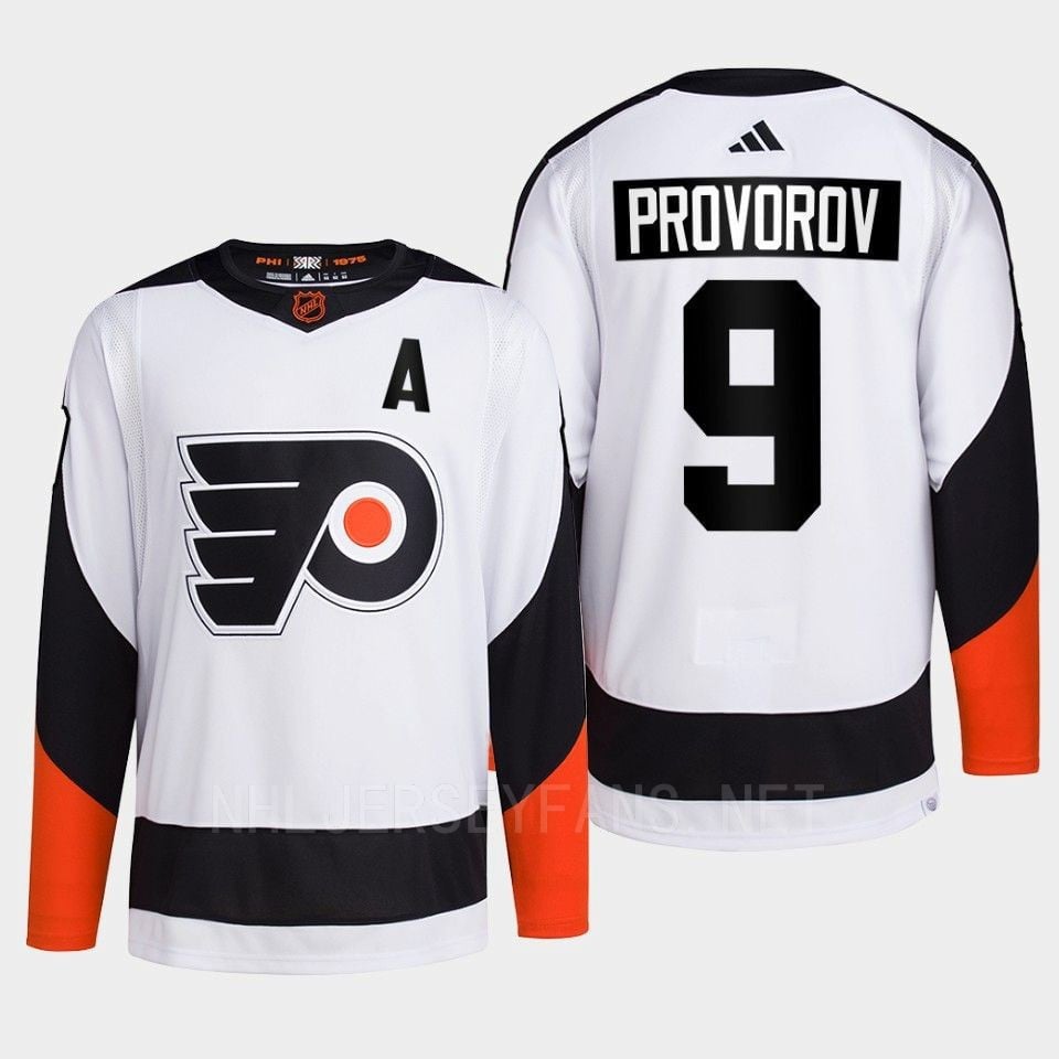 Philadelphia Flyers 2022 Reverse Retro 2.0 Ivan Provorov 9 White Primegreen Hockey Jersey Men's - JS227 