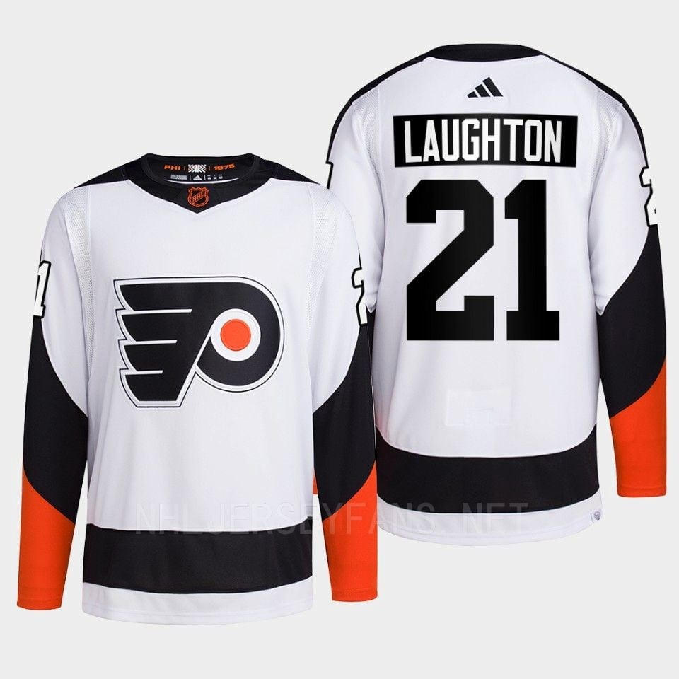 Philadelphia Flyers 2022 Reverse Retro 2.0 Scott Laughton 21 White Primegreen Hockey Jersey Men's - JS752 