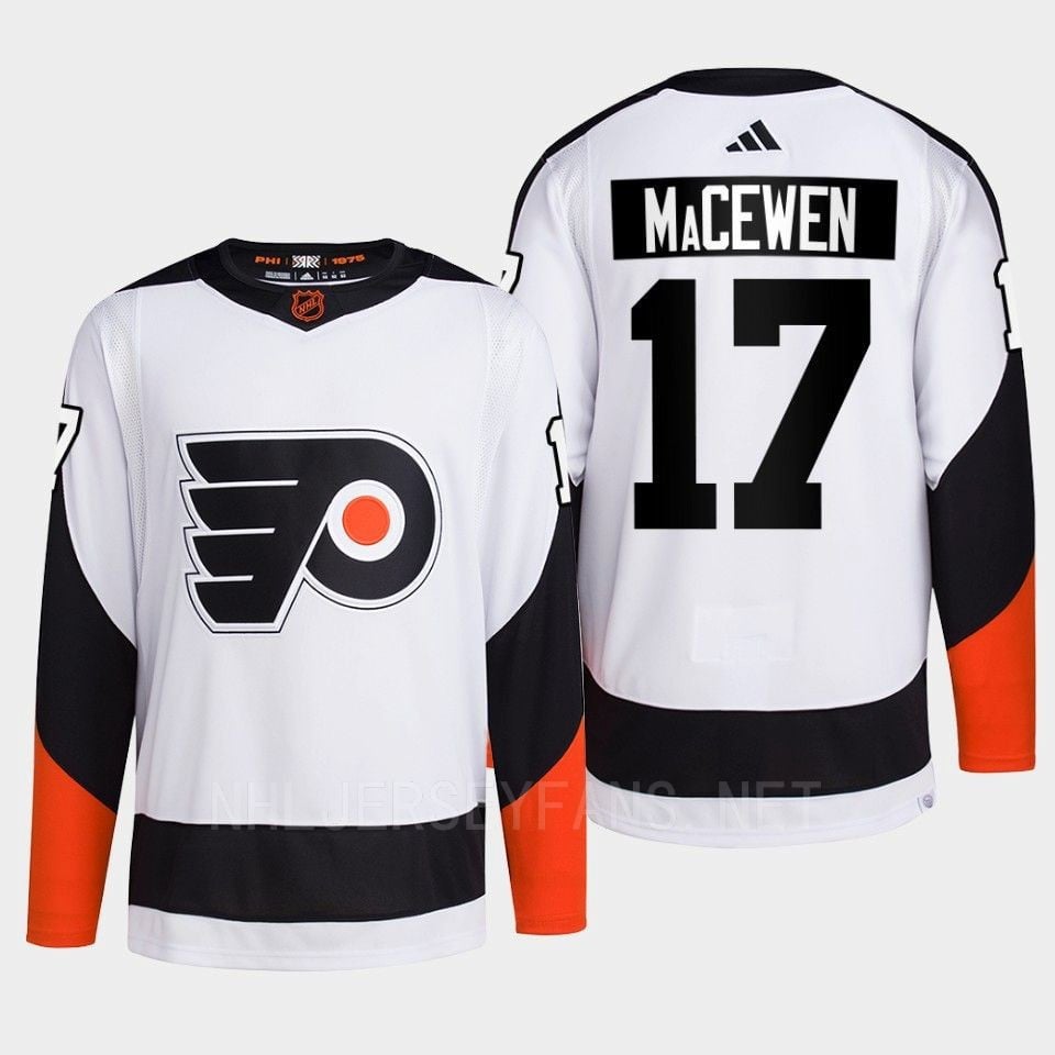 Philadelphia Flyers 2022 Reverse Retro 2.0 Zack MacEwen 17 White Primegreen Hockey Jersey Men's - JS914 