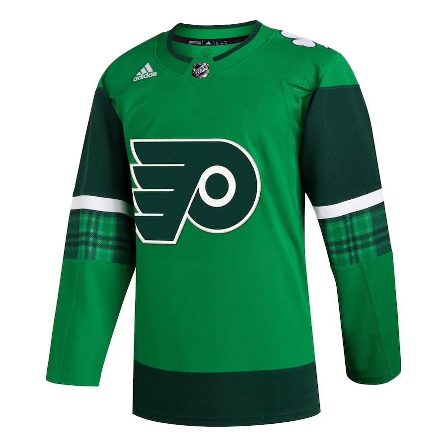 Alternative view of Philadelphia Flyers 2023 St. Patrick's Day Primegreen Men Hockey Jersey - Kelly Green - JS682 