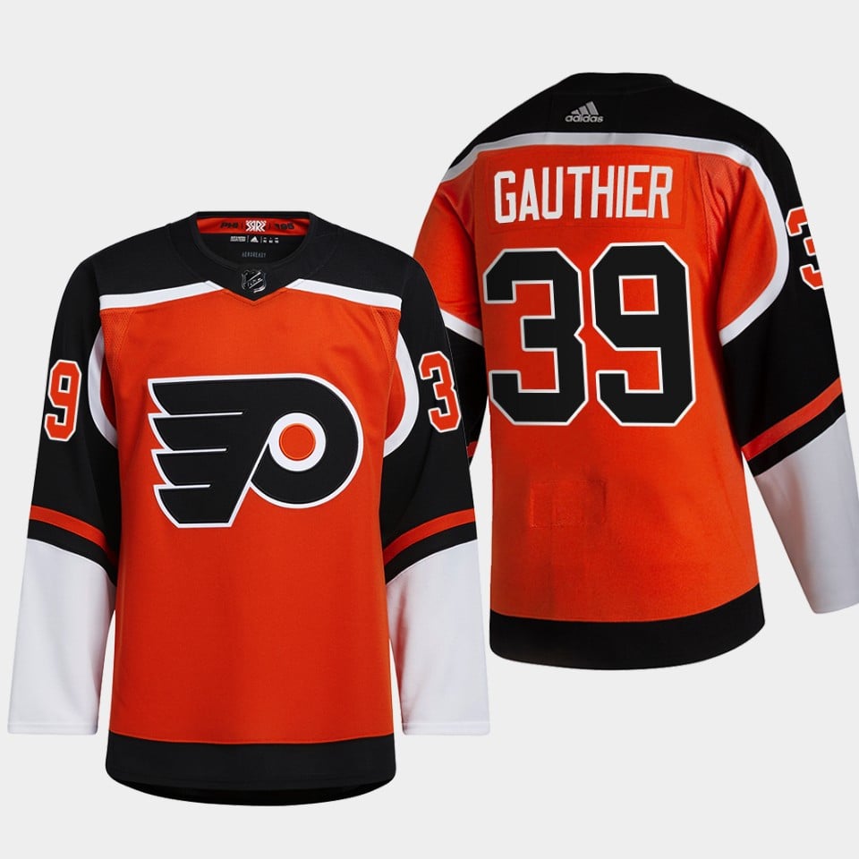 Philadelphia Flyers Cutter Gauthier 39 2022 Draft Orange Hockey Jersey Reverse Retro - JS988 