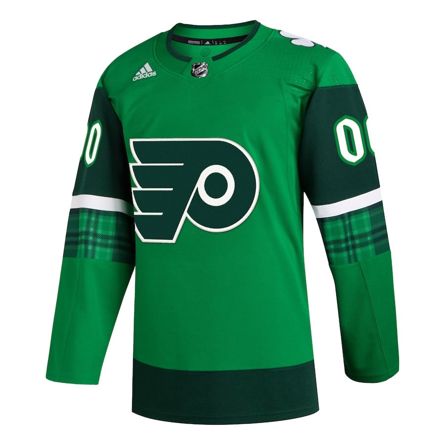 Alternative view of Philadelphia Flyers St. Patrick's Day Custom Men Hockey Jersey - Kelly Green - JS979 
